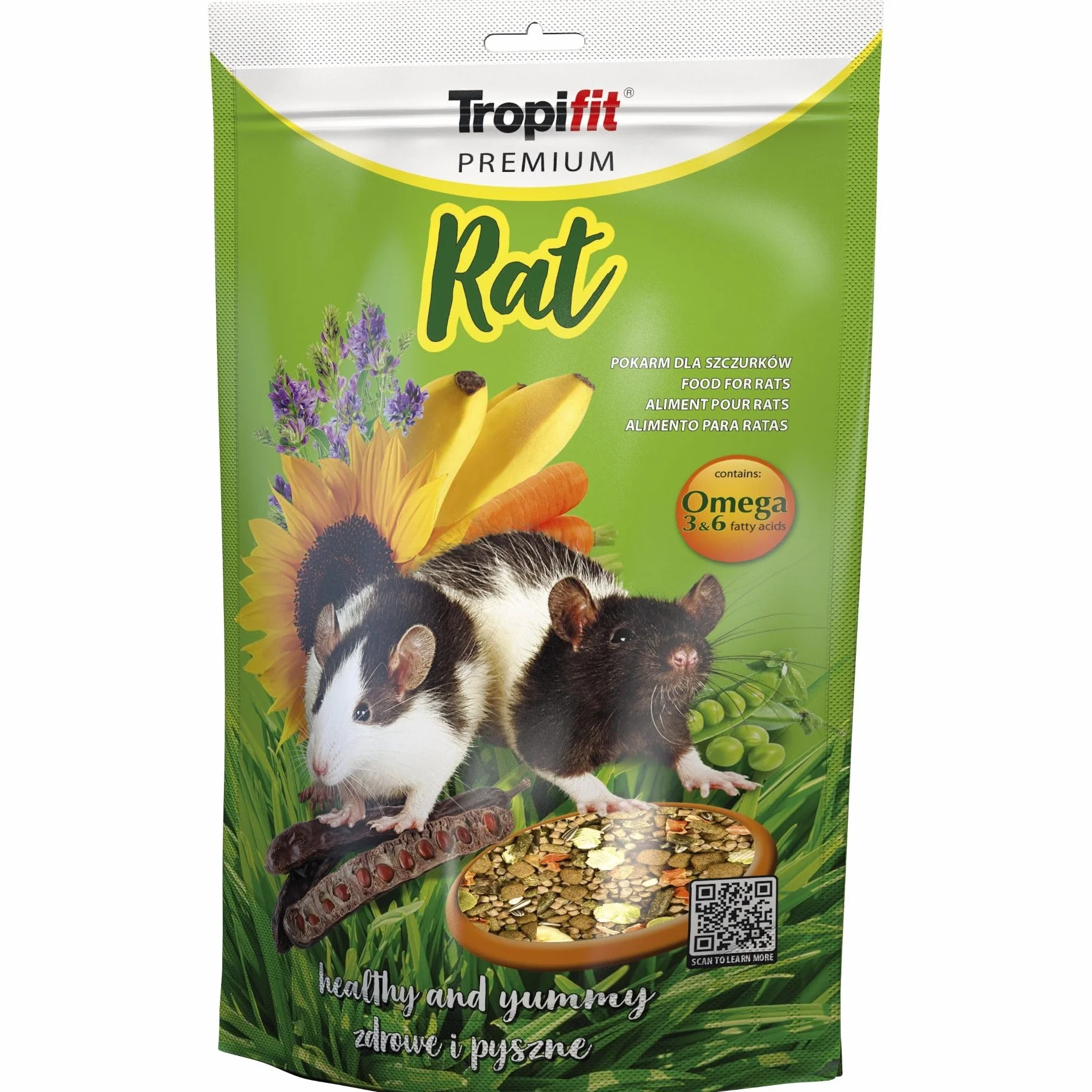 RAT 500g - Mangime completo per ratti con banane dolci, uva passa e carote