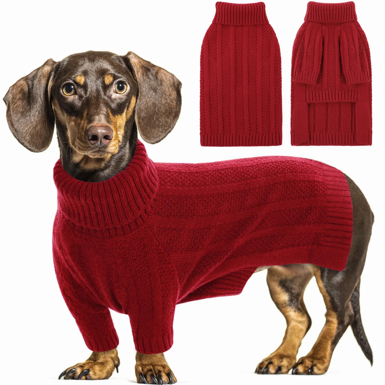 Queenmore Maglioncino Cane Taglia Piccola, Collo Alto Vestito per Cani Cockapoo, Ideale per Tutto il Giorno (Rosso, S)
