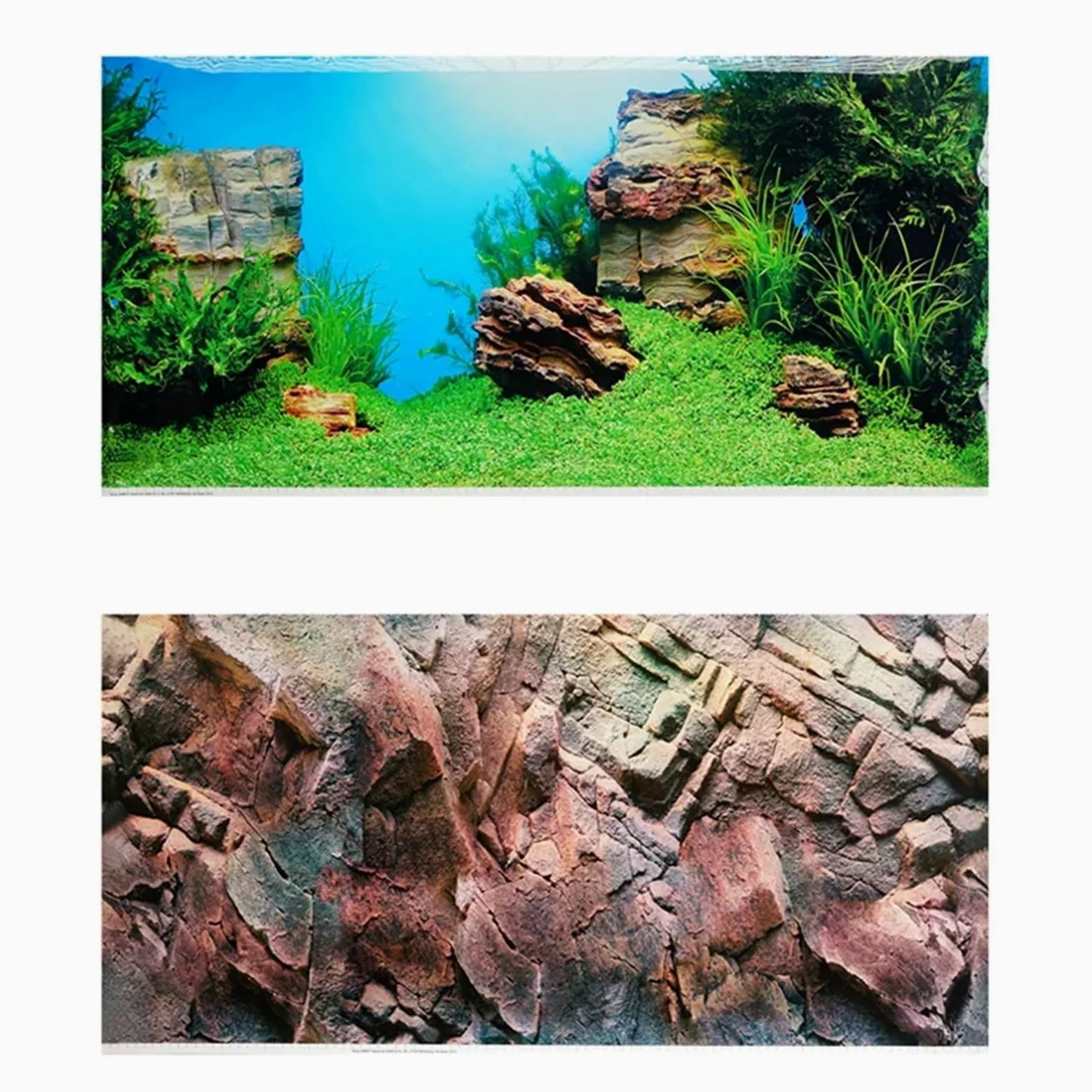 Sfondo Acquario 60 100 150 CM Alta Double Sided Acquario Sfondo Poster Rock Fish Tank Decorativo da Parete Immagine Decor Lucido per la Decorazione(Green,150 x 60 cm)