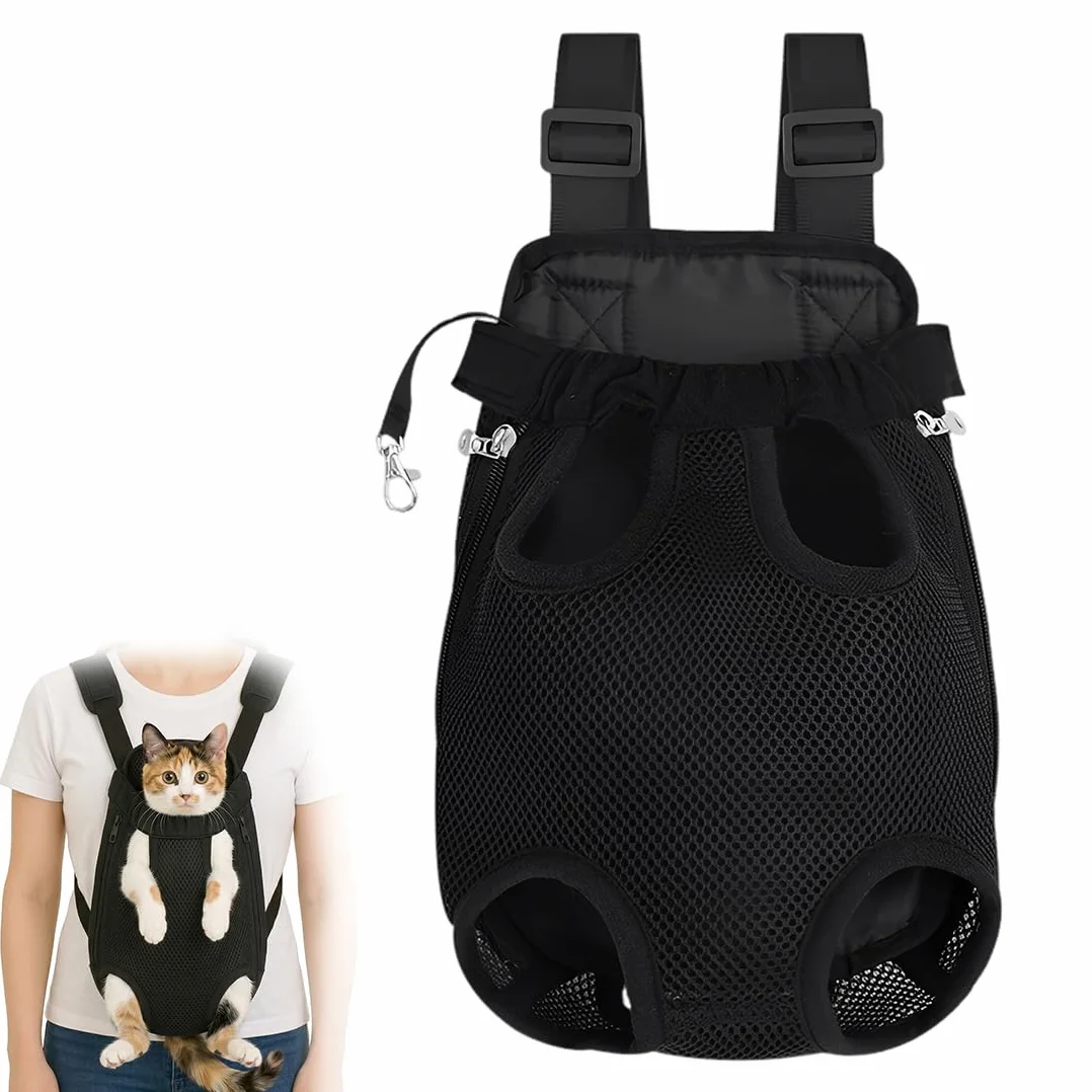 Zaino per Cani e Gatti, Trasportino da Passeggio con Cordino Regolabile, in Rete Traspirante e Comoda Tracolla Porta Animali Domestici, per Cane/Gatto Fino a 6.5 KG