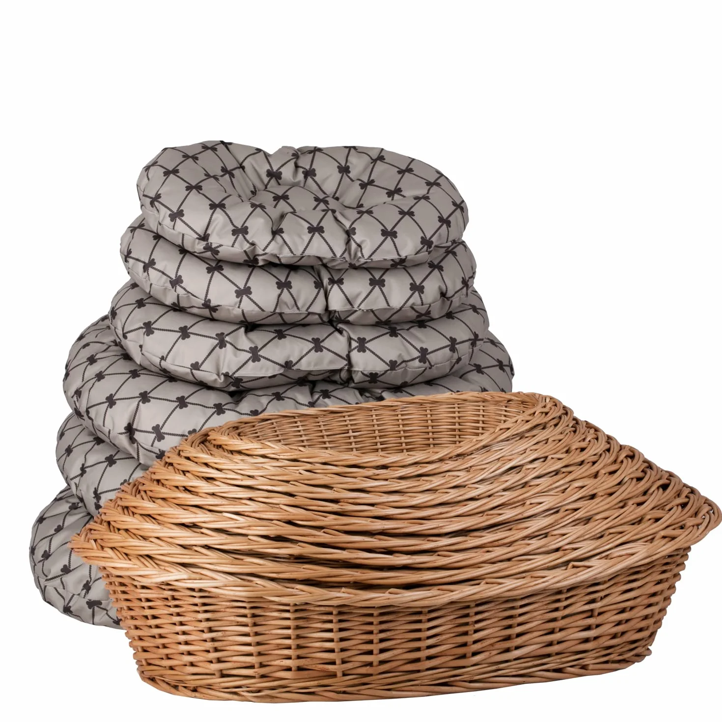 Cestino per cani in vimini di colore naturale, cestino per animali domestici (beige, 95 x 72 H27)
