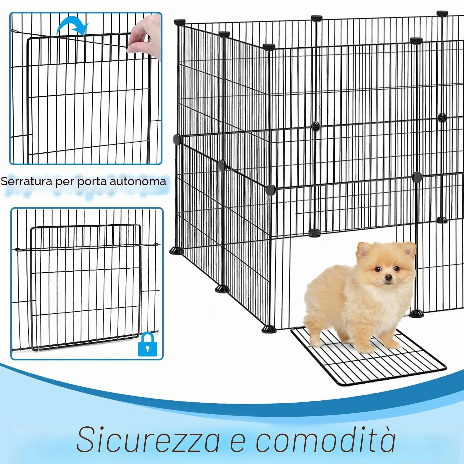 NAIZY Recinto da Esterno per Piccoli Animali, Recinzione Gioco, Casetta per Cuccioli, Nero (Confezione da 12)