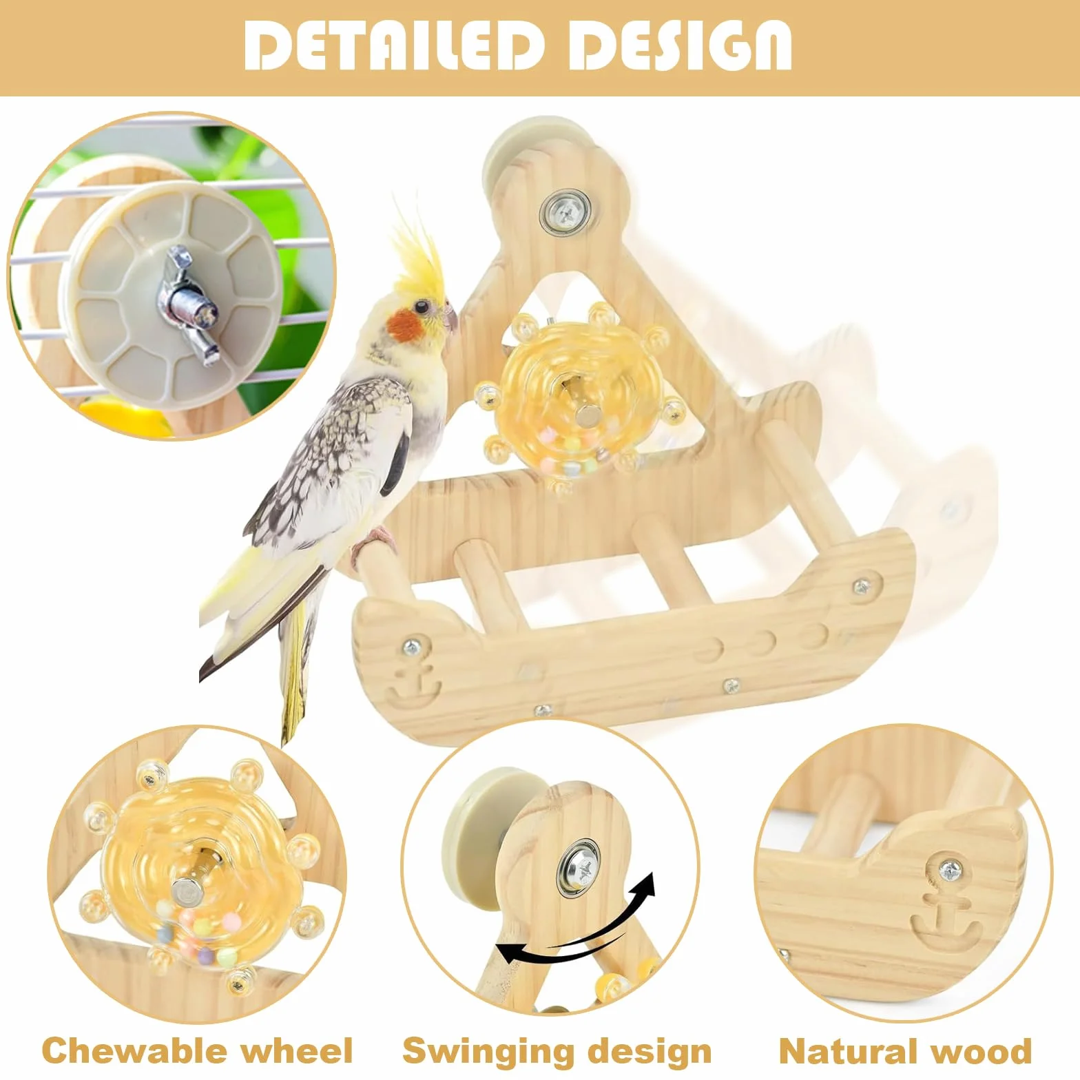 Altalena in Legno per Uccelli Giocattolo per Pappagalli Accessori Gabbia