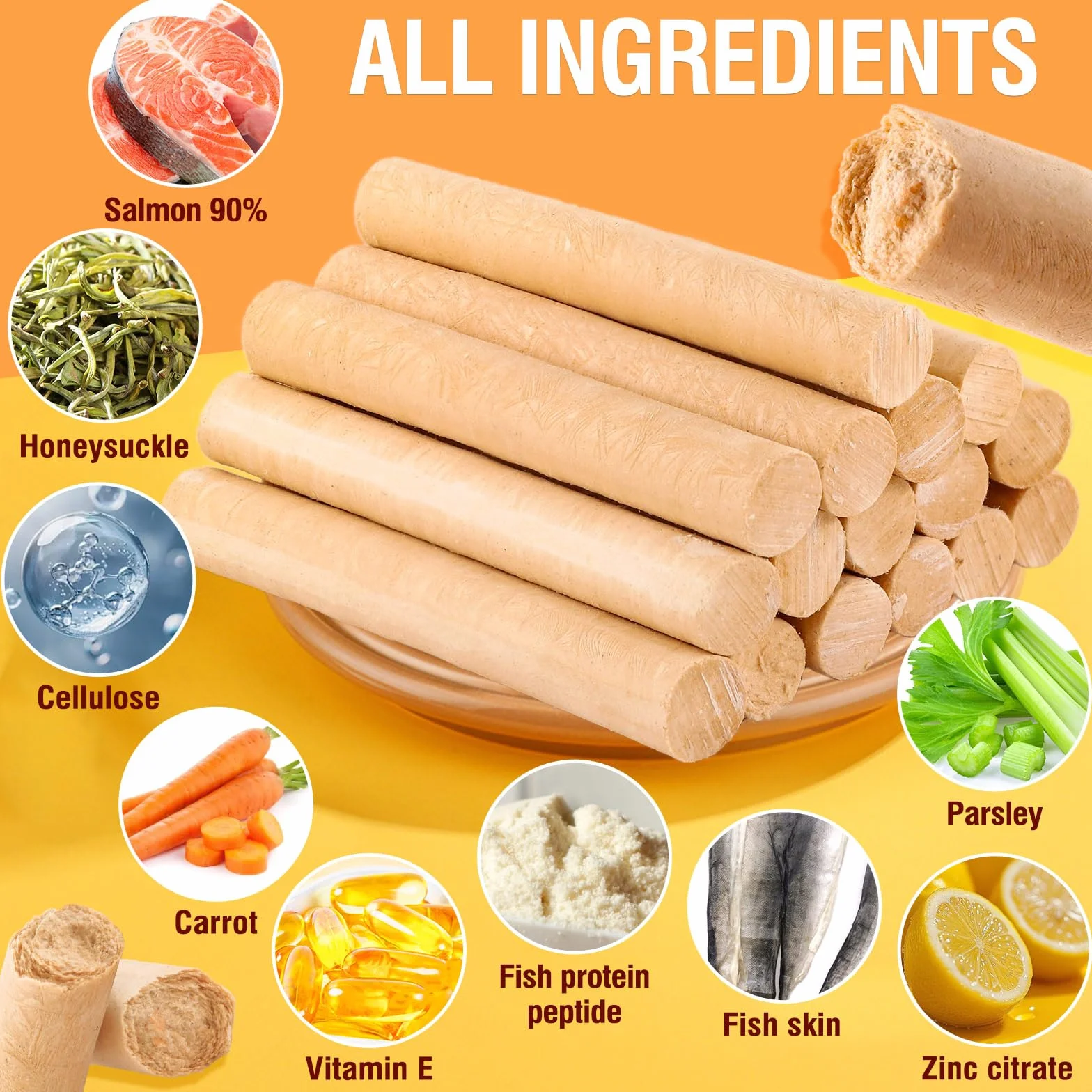 100g Salmon Sticks for Dogs,Bastoncini Di Salmone Per Cani,Vero Salmone E Carote,Facilmente Digeribile,Trattamento Per Cani Ad Alto Contenuto Proteico,Rinfresca L'alito Sano