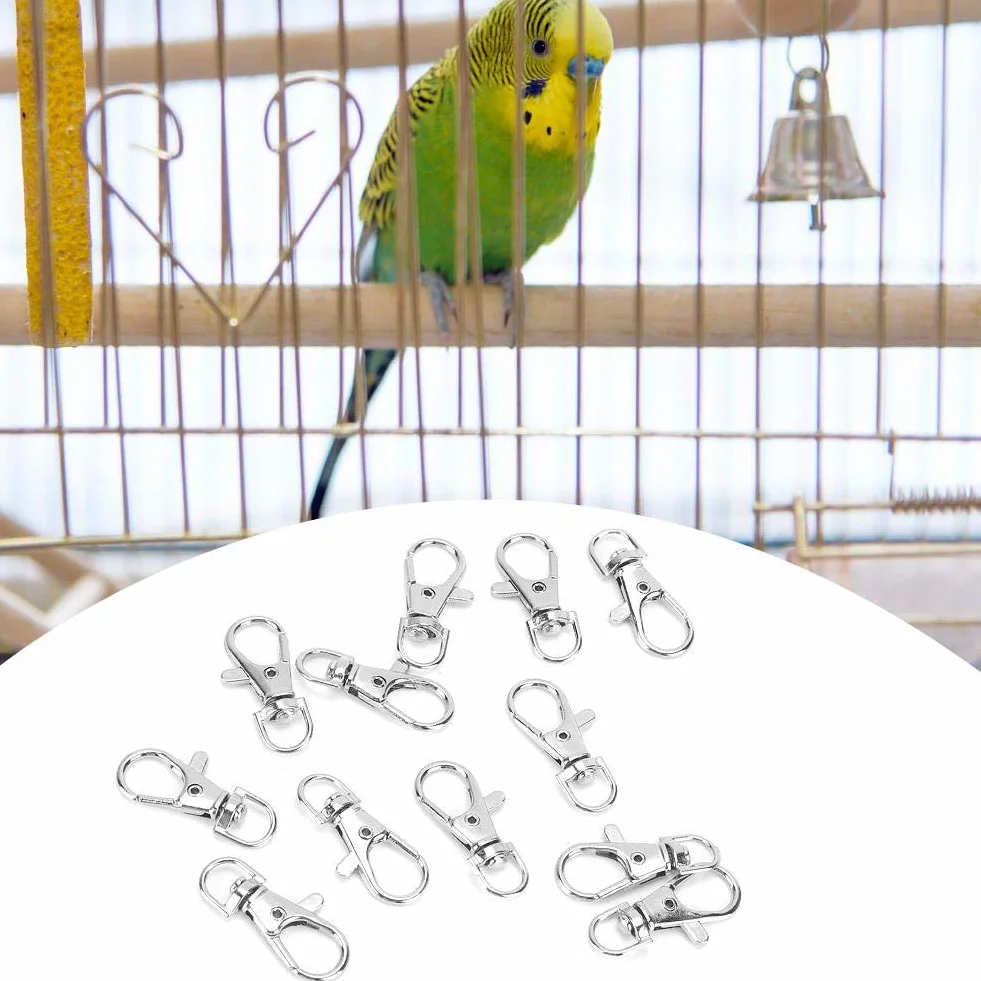 Zerodis 12 Pezzi Uccelli da Compagnia Anelli per Piedi Gabbia Porta Fibbia Blocco Artiglio grilletto moschettone Ferro Accessorio Anti-Fuga per Uccelli da Compagnia Pappagallo Piccoli Animali
