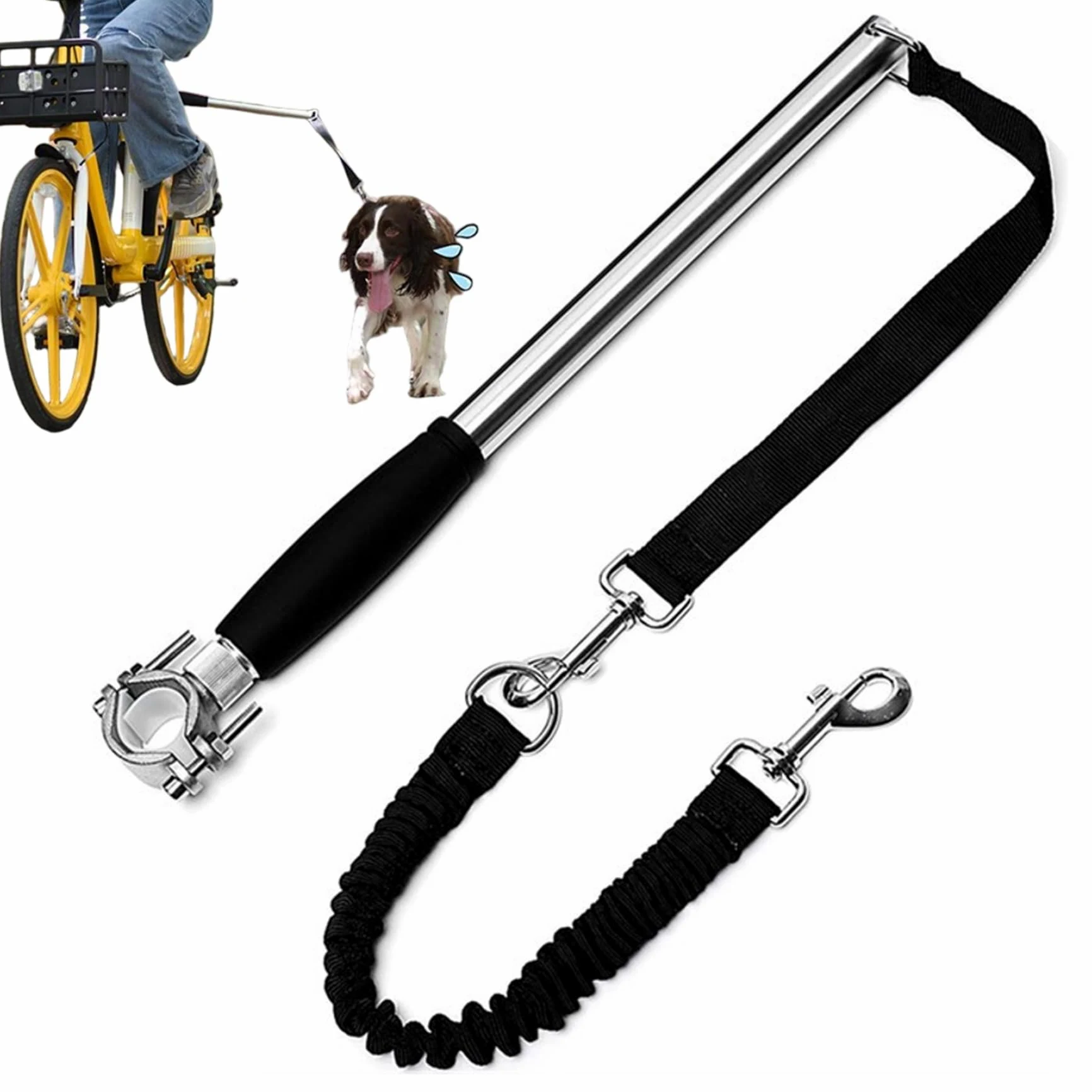 Guinzaglio per cani da bici Attacco per bici per cani resistente a mani libere con guinzaglio retrattile per esercizi a