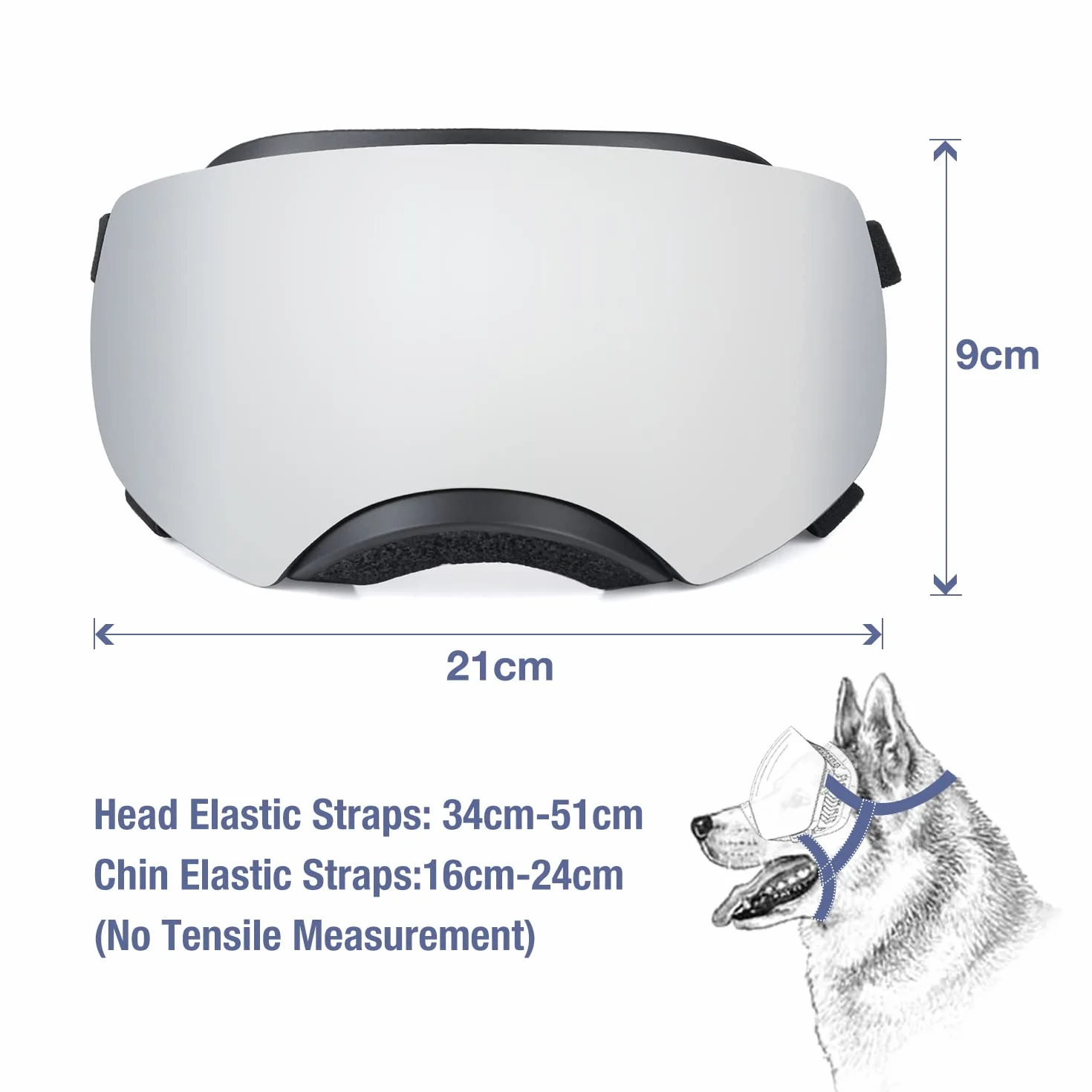 NAMSAN Occhiali da Sole per Cani, Cinturino Regolabile, Protezione UV, Antivento, Anti-Neve, per Cani di Taglia Grande e Media