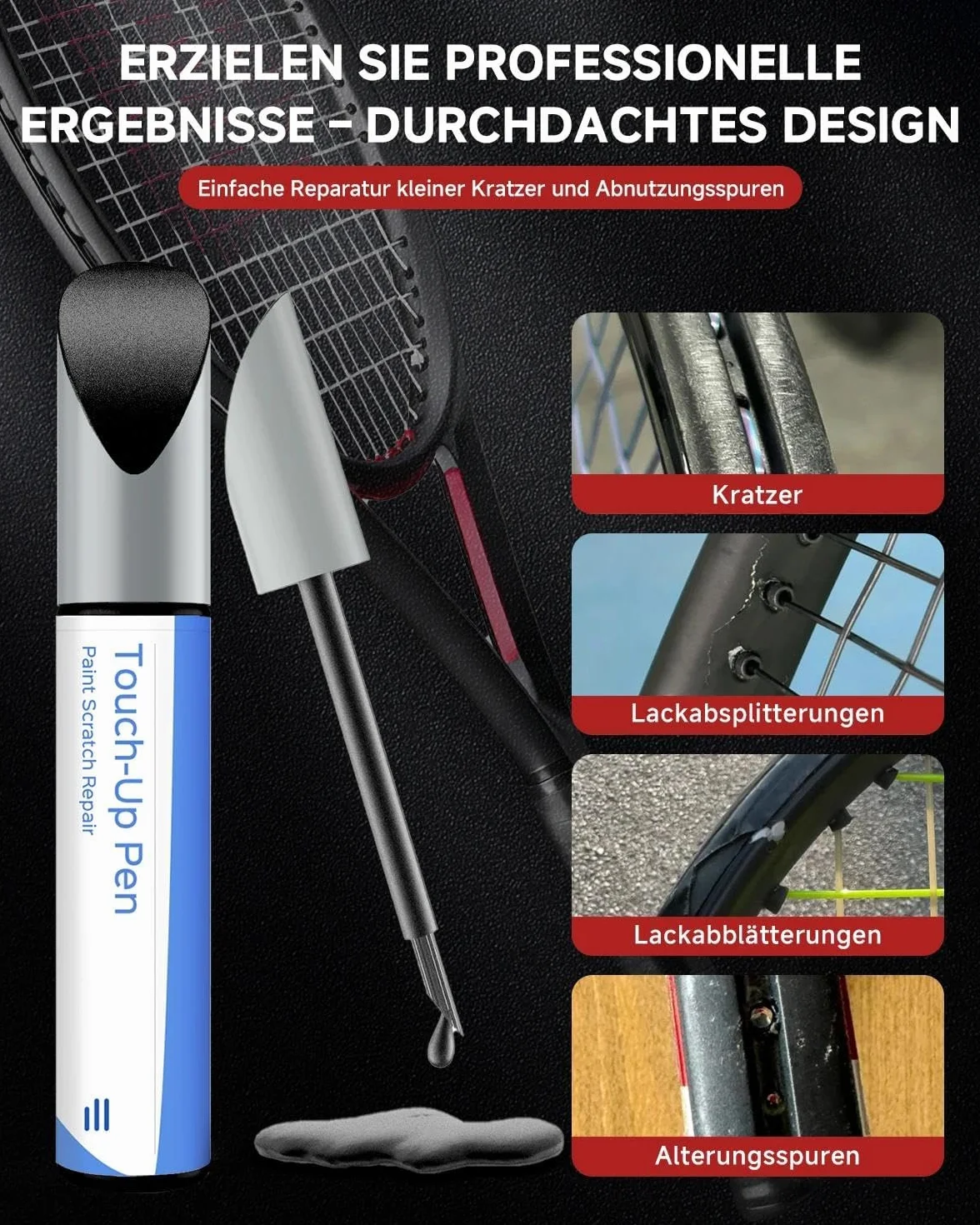 Wilson Pennarello nero per racchetta da tennis riparazione graffi rinnovamento colore