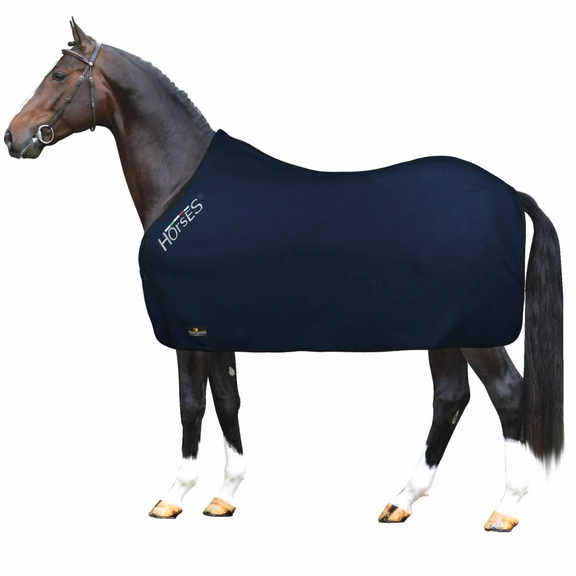 Horses, Coperta per Cavallo in Pile, Modello Basic, Morbida e Comoda, ideale per Trasporto e Dopo Lavoro, Blu 135 cm
