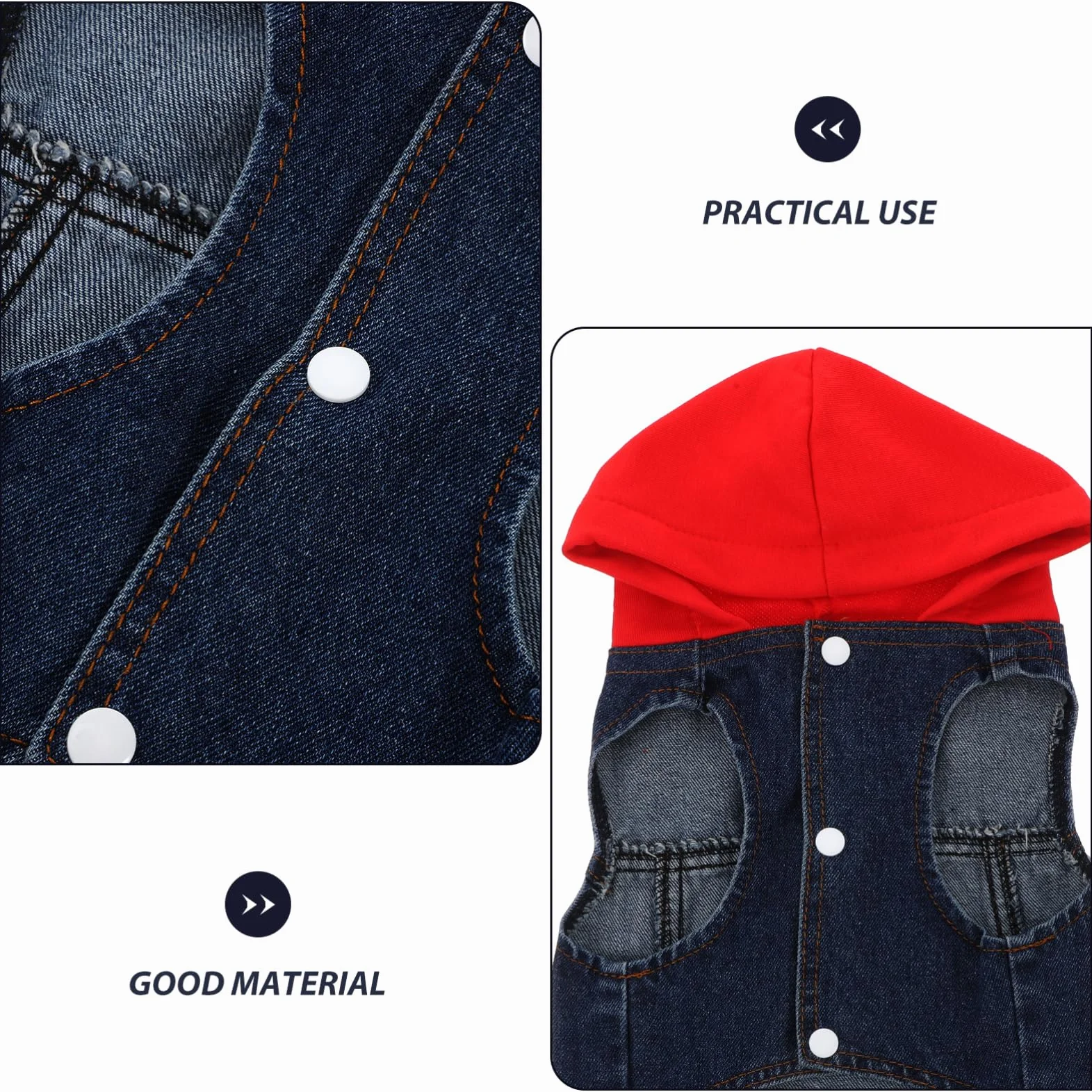 Happyyami Gilet per Animali Domestici Cappotto Cane Giacca di Jeans Rosso