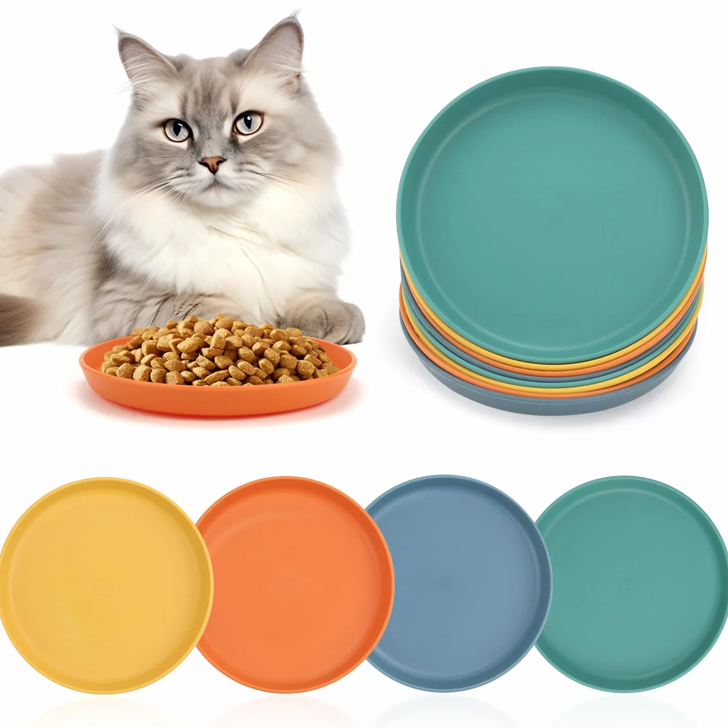 GMMG Ciotole per Gatti Ciotole Piatte per Gatti Poco Profonde Adatto a Gatti e Cuccioli (8 Pezzi)