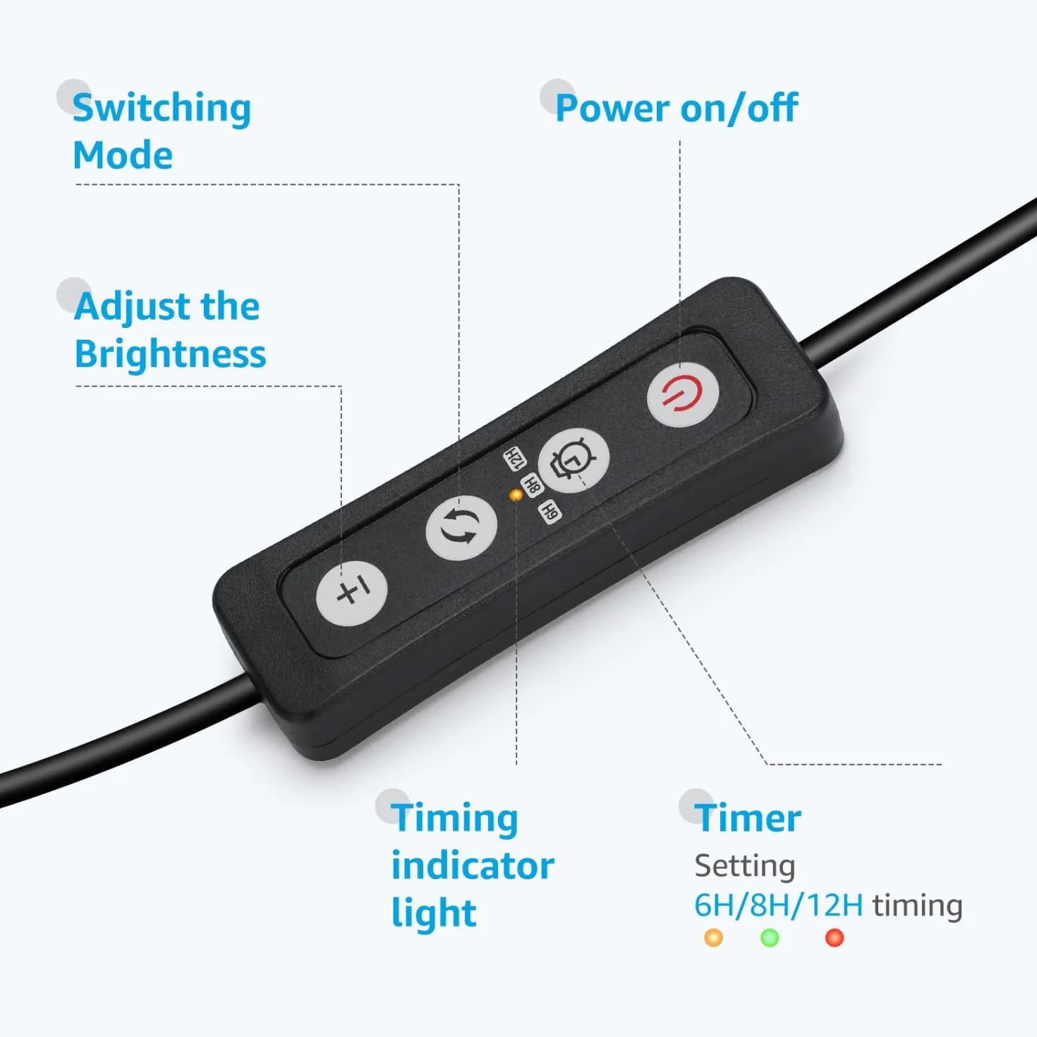 Nobleza - Luce per Acquario, Illuminazione per Acquario con Timer, Lampada da Giardino con 3 Colori, Lampada Acquario con 10 Livelli Luminosità Regolabile da 30-50cm, 8W