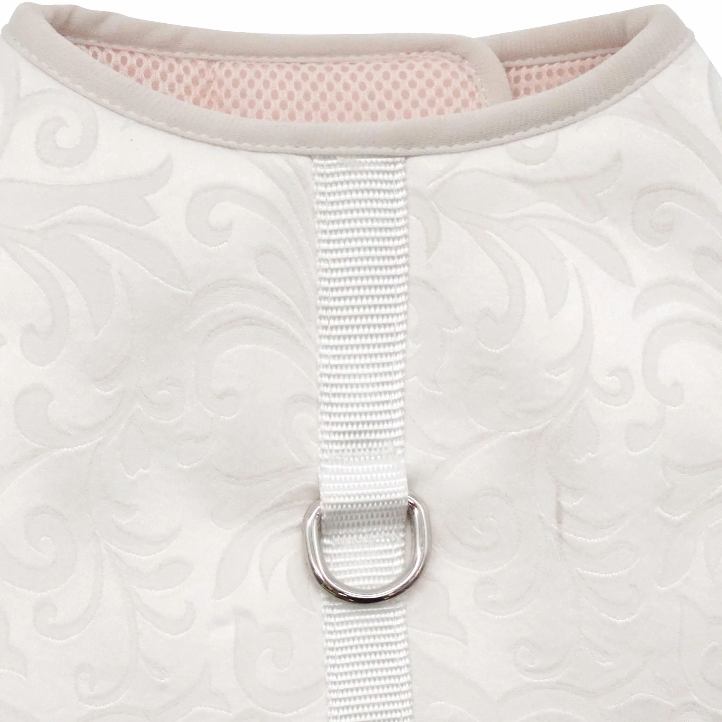Croci Ceremony Bride - Pettorina per cane femmina, Per Matrimoni, Vestito per cani con Gonna in Tulle, Fantasia Damascata, Regolabile, L/46-53 cm
