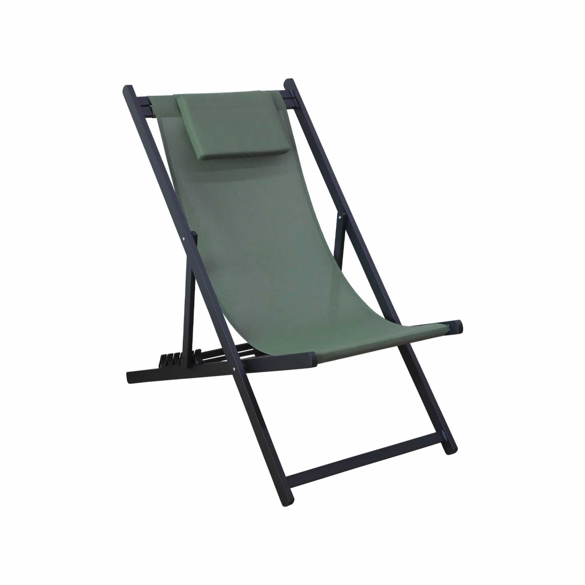 Set 2 sedie sdraio in alluminio textilene multiposizione Verde kaki - 99x88.5x58 cm