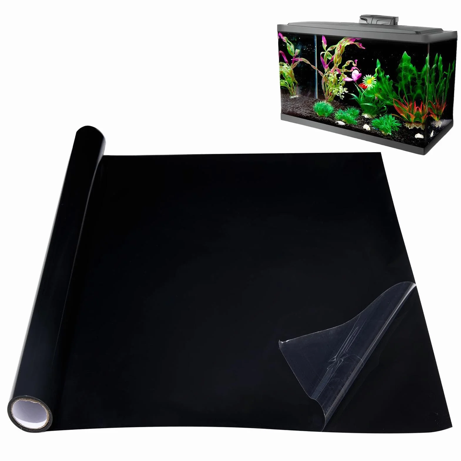Sfondo Nero de ll'acquario,Adesivo Statico Sfondo Nero Acquario, Sfondo Autoadesivo per Acquario Nero, Adesivo per Sfondo Acquario, Decorazioni per Carta da Parati Acquario Poster Acquario