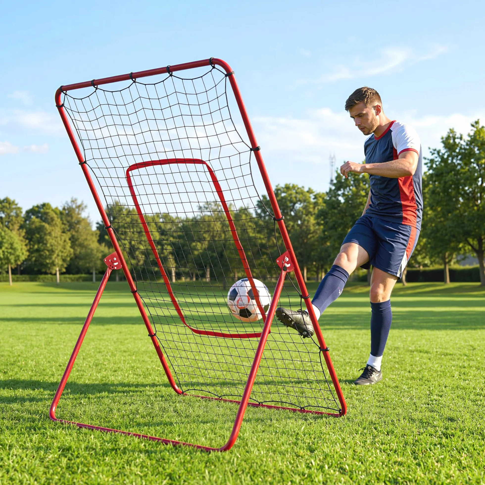 SPORTNOW Rete da Rimbalzo per Baseball, Rebounder Portatile con 4 Angolazioni Regolabili per Calcio, Baseball, Softball e Lacrosse, Per Lanci, Passaggi e Allenamento di Presa
