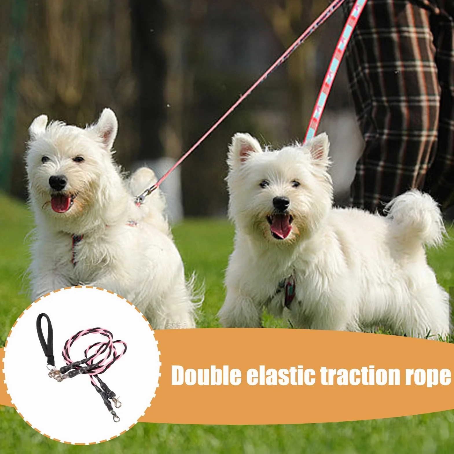 Corde per Cani - Guinzaglio Doppio per Passeggiate con Animali Domestici | Accessori per Animali Domestici Resistente Durevole Comodo per Spiaggia Addestramento Sicurezza Migliorata