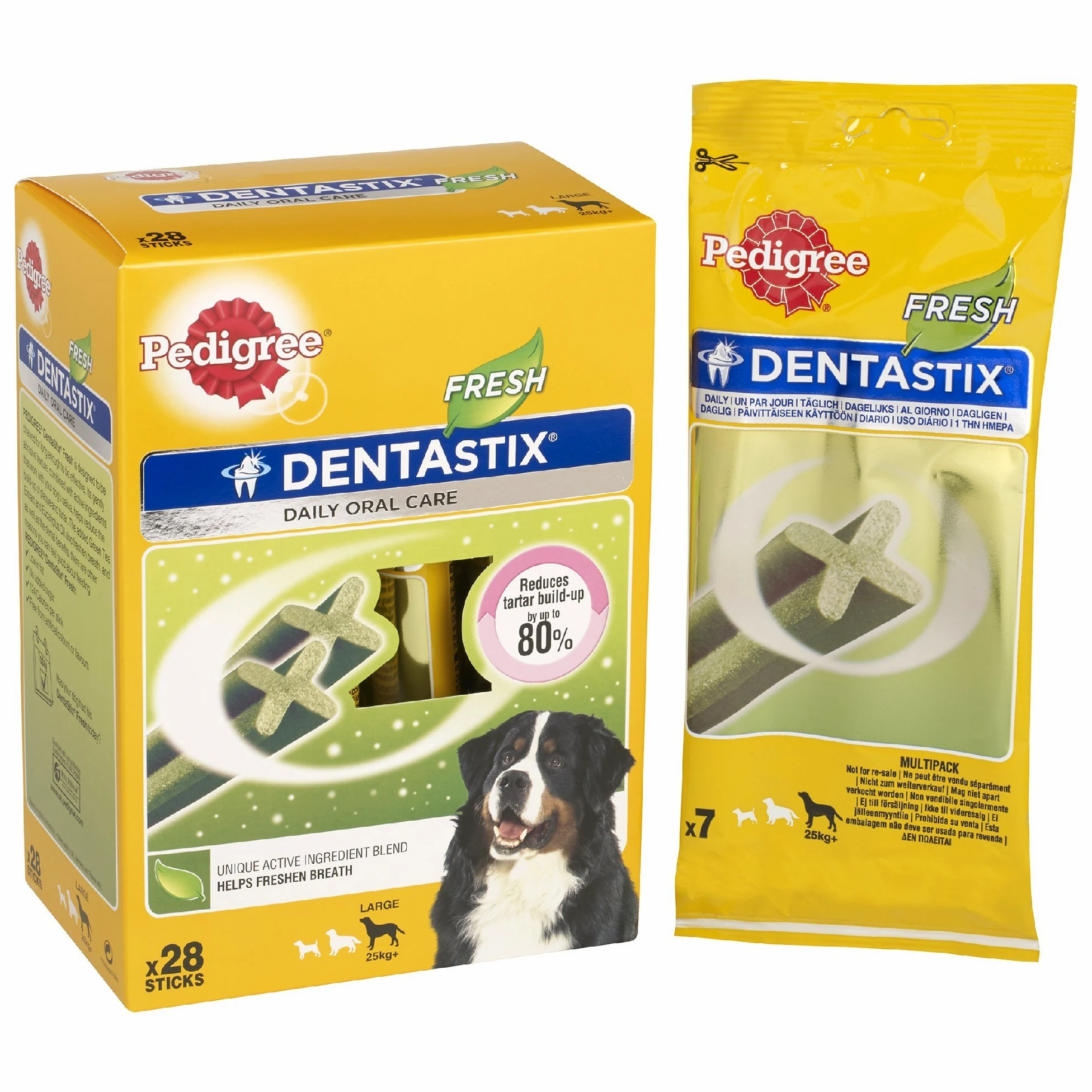Pedigree Dentastix Fresh, masticabili dentali giornalieri per cani grandi da 25 kg o più, 28 barre