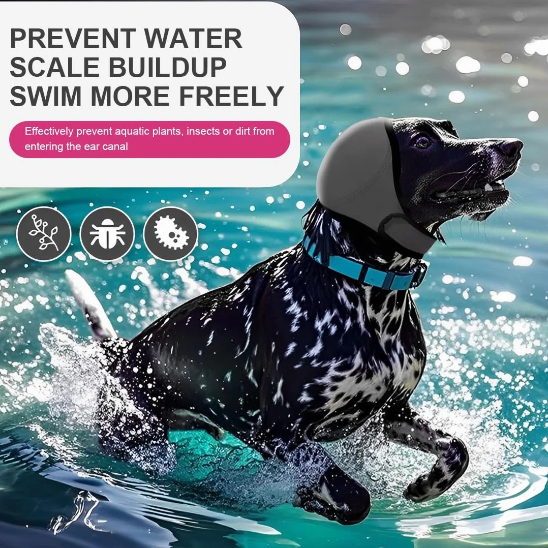 Paraorecchie Cane Impermeabile Nuoto Estivo Riduzione del Rumore Cuffia Cane Grigio M