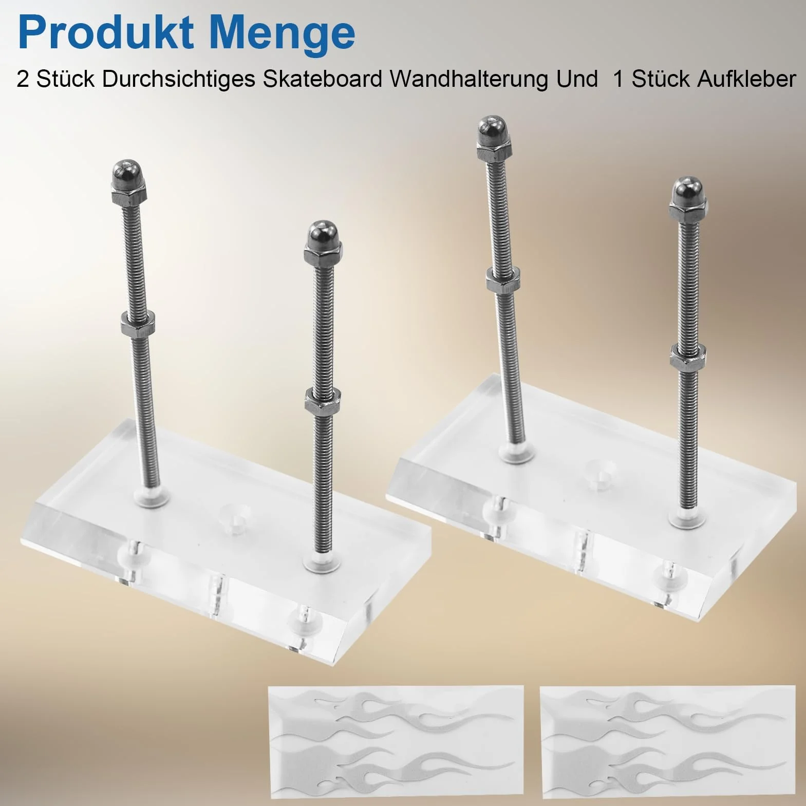 Supporti Parete Skateboard in Acrilico Trasparente, Espositore Professionale, Gancio Acrilico per Stoccaggio Display, 2 Pezzi