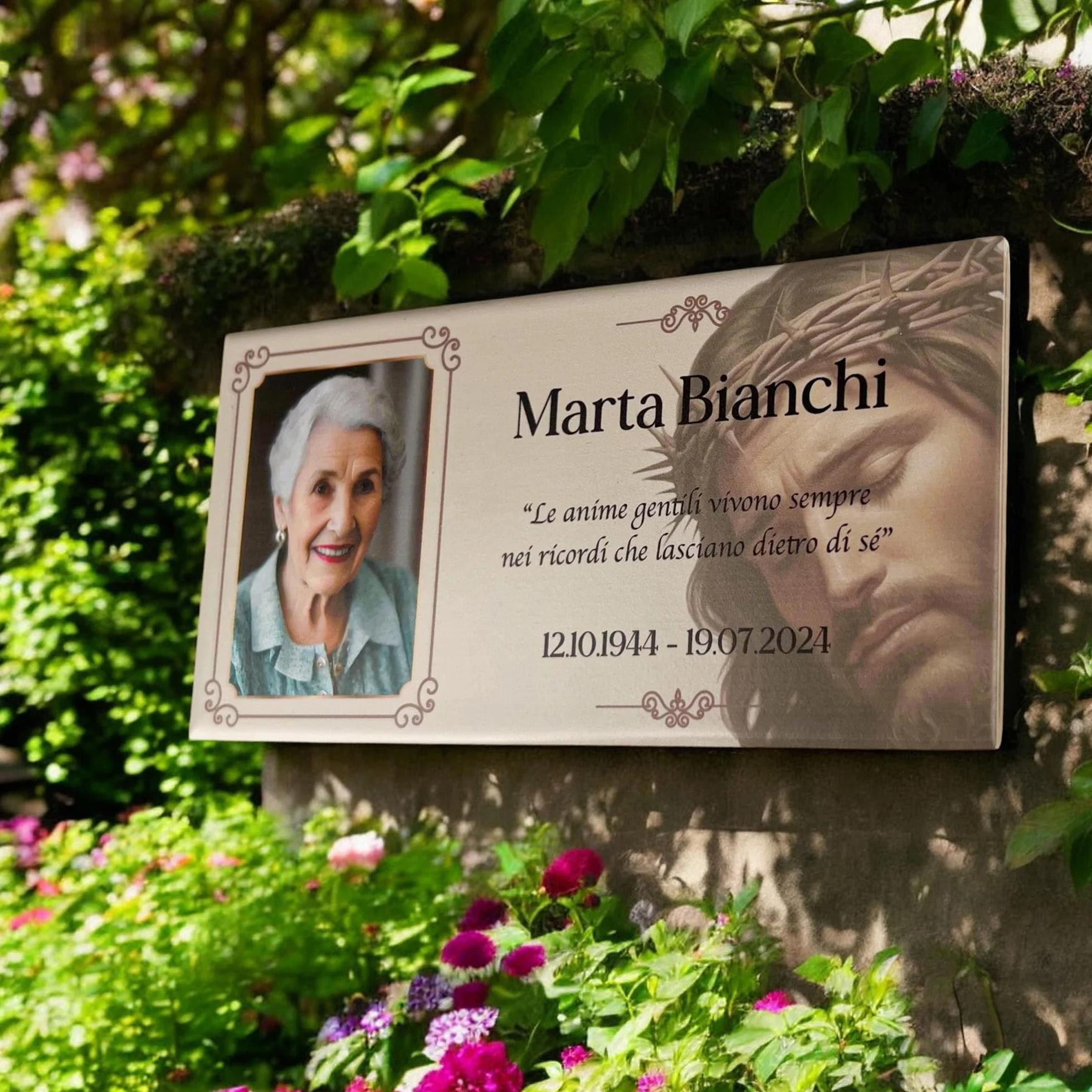 Targa Commemorativa Personalizzabile Gres Porcellanato Modello Gesù 10x20 cm per Lapide Cimitero