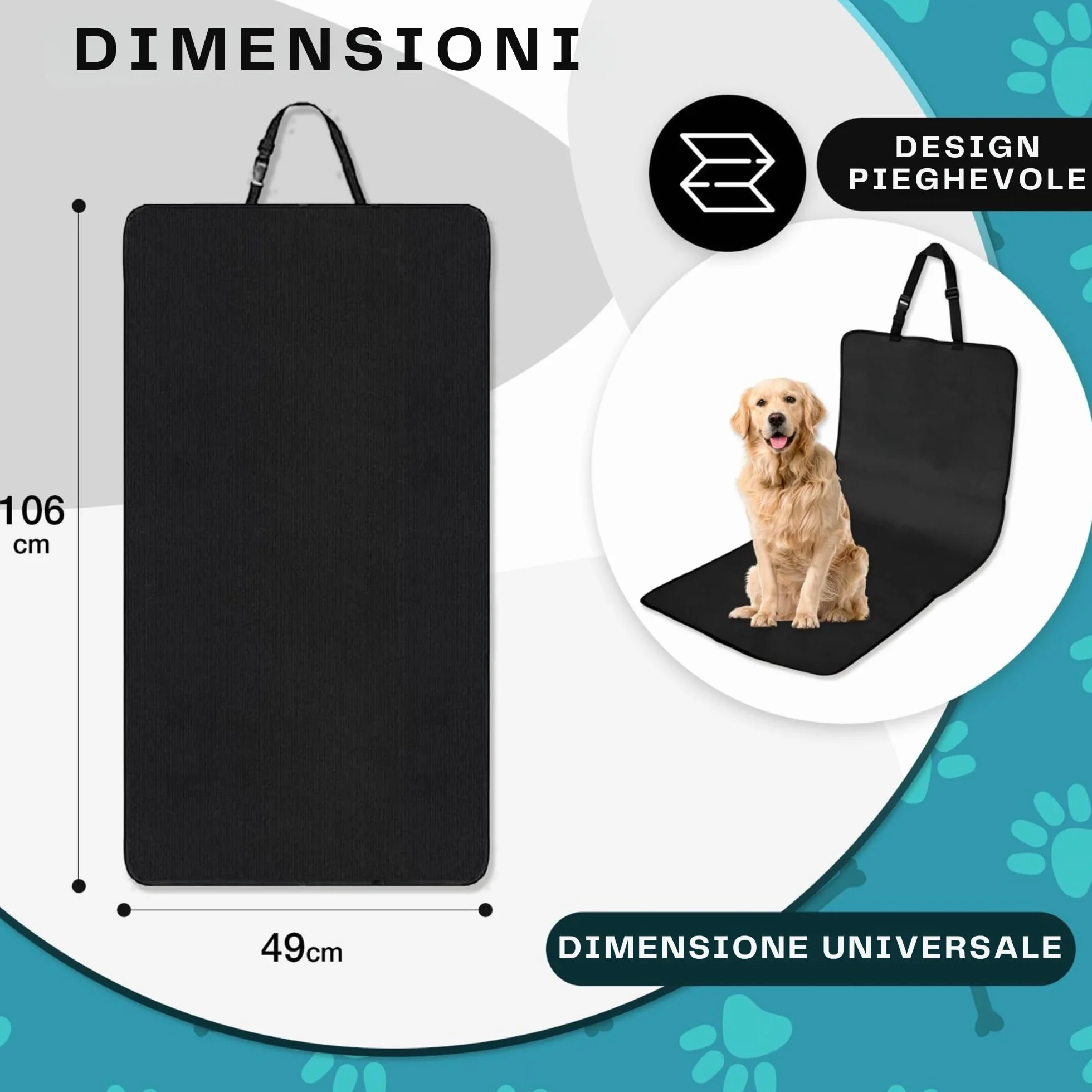 GreatDreams® Coprisedile per cani - Coprisedile impermeabile e resistente per cani - Protezione per auto per cani - Universale per SUV - Camion - Sedile singolo anteriore - 105 cm x 50 cm.