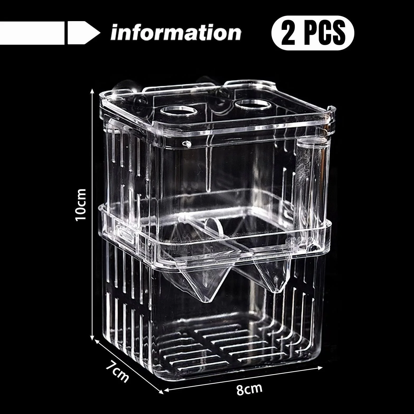 2 Pezzi di Serbatoio di Plastica Trasparente, Scatola da Cova di Pesce, Forniture per Animali Domestici, Scatola da Alimentazione dei Pesci.