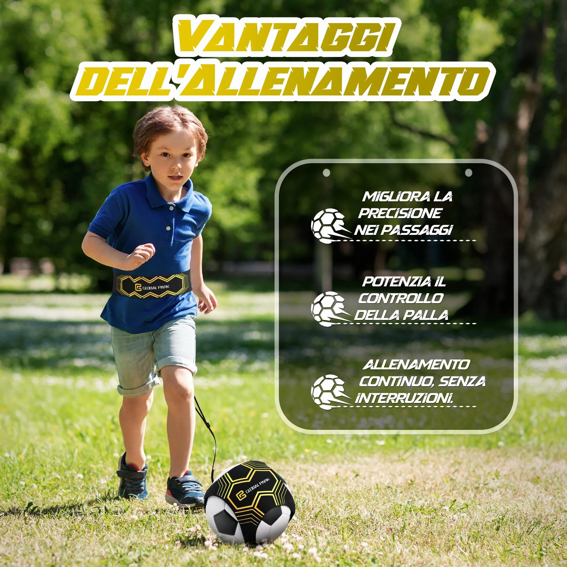 Global Park Trainer da Calcio Attrezzatura Banda Elastica Allenamento Individuale Cintura Regolabile Bambini Adulti