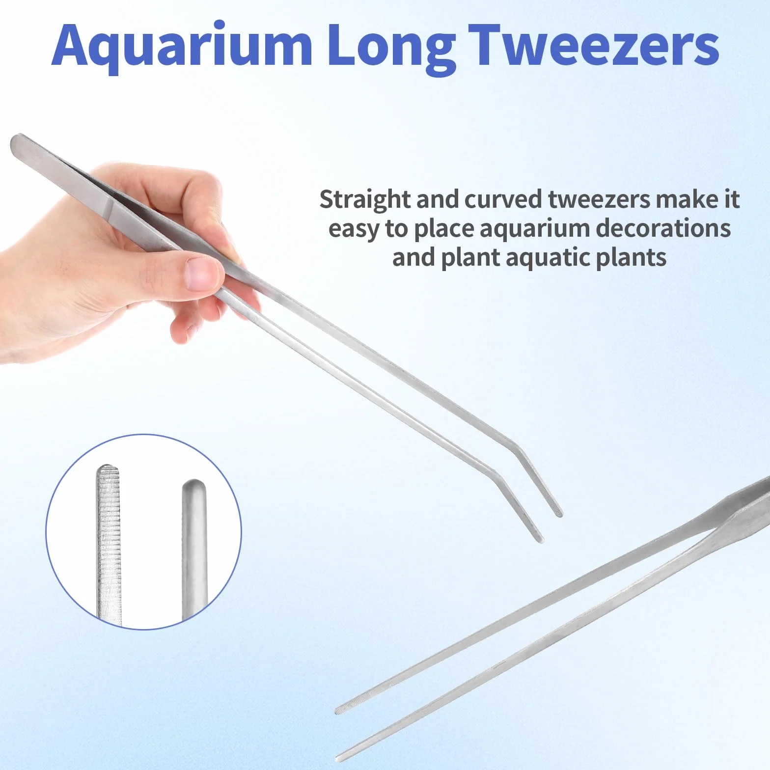 Strumenti per acquario in acciaio inox 4 in 1, pinzette lunghe, forbici, spatola, kit per la pulizia