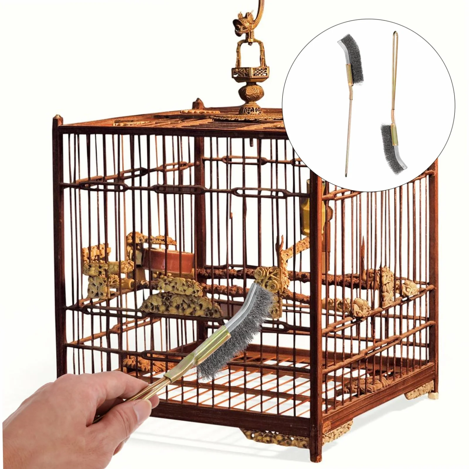 VANZACK 2 Pezzi Spazzola per Gabbia per Uccelli Budgie Pulitore