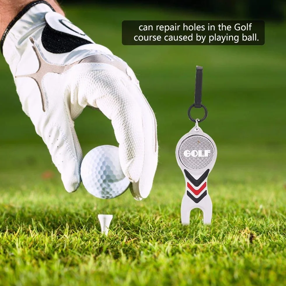 VGEBY Divot Tool Riparazione Veloce Pitch Mark Pitch Fork per Golfisti Strumento Portatile Campo da Golf
