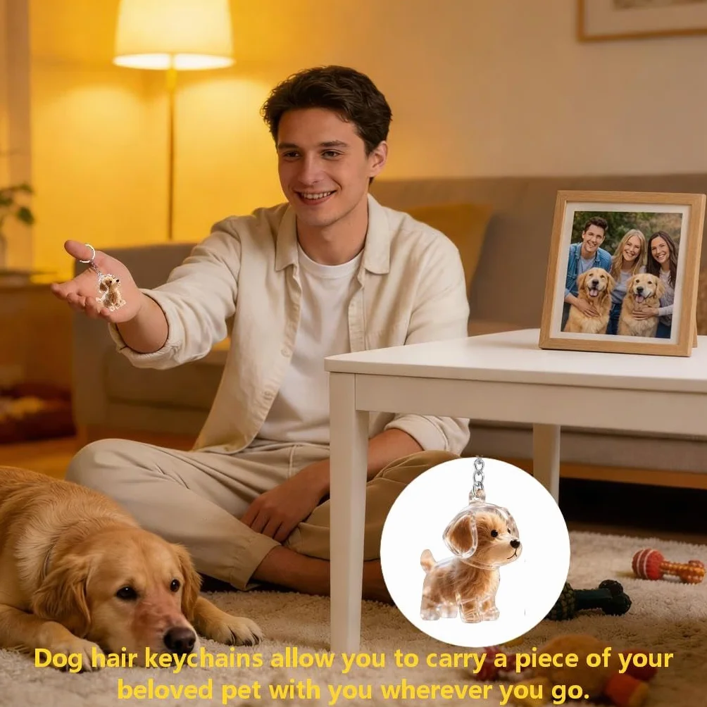 3 Portachiavi Capsule Trasparenti per Peli di Cani – Ricordo Commemorativo DIY, Ciondolo per Conservare Peli o Baffi del Cane, Portachiavi Memoriale per Amanti degli Animali
