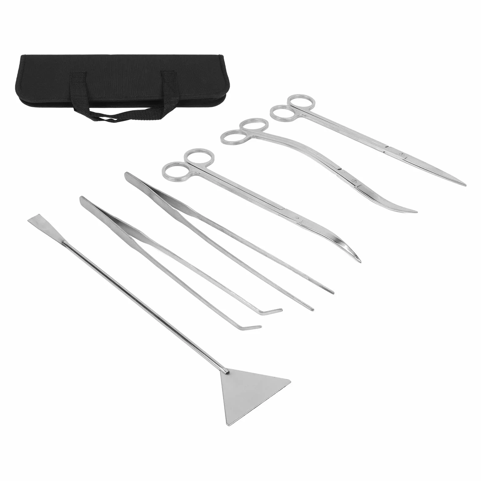 Acquario Aquascape Tools Kit 6w1 Antiruggine Acciaio Inox Pinzette Forbici Spatola