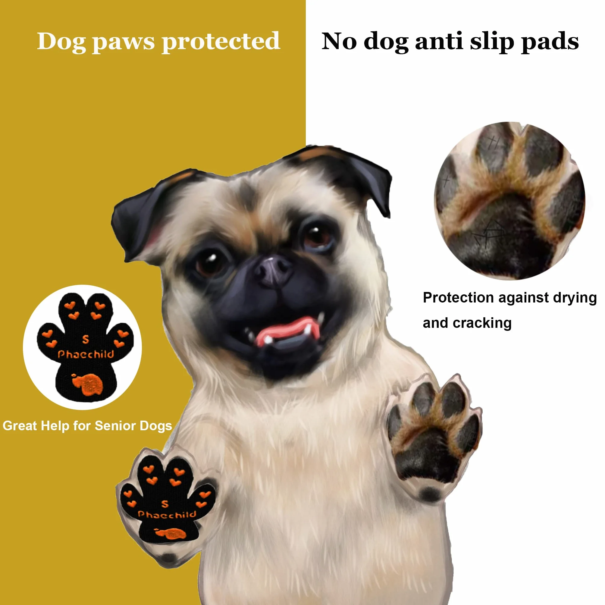 Cani Protezioni Zampe Pads Antiscivolo Autoadesivo Cane Calze Scarpe Sostituzione Nero 80 pz XXL