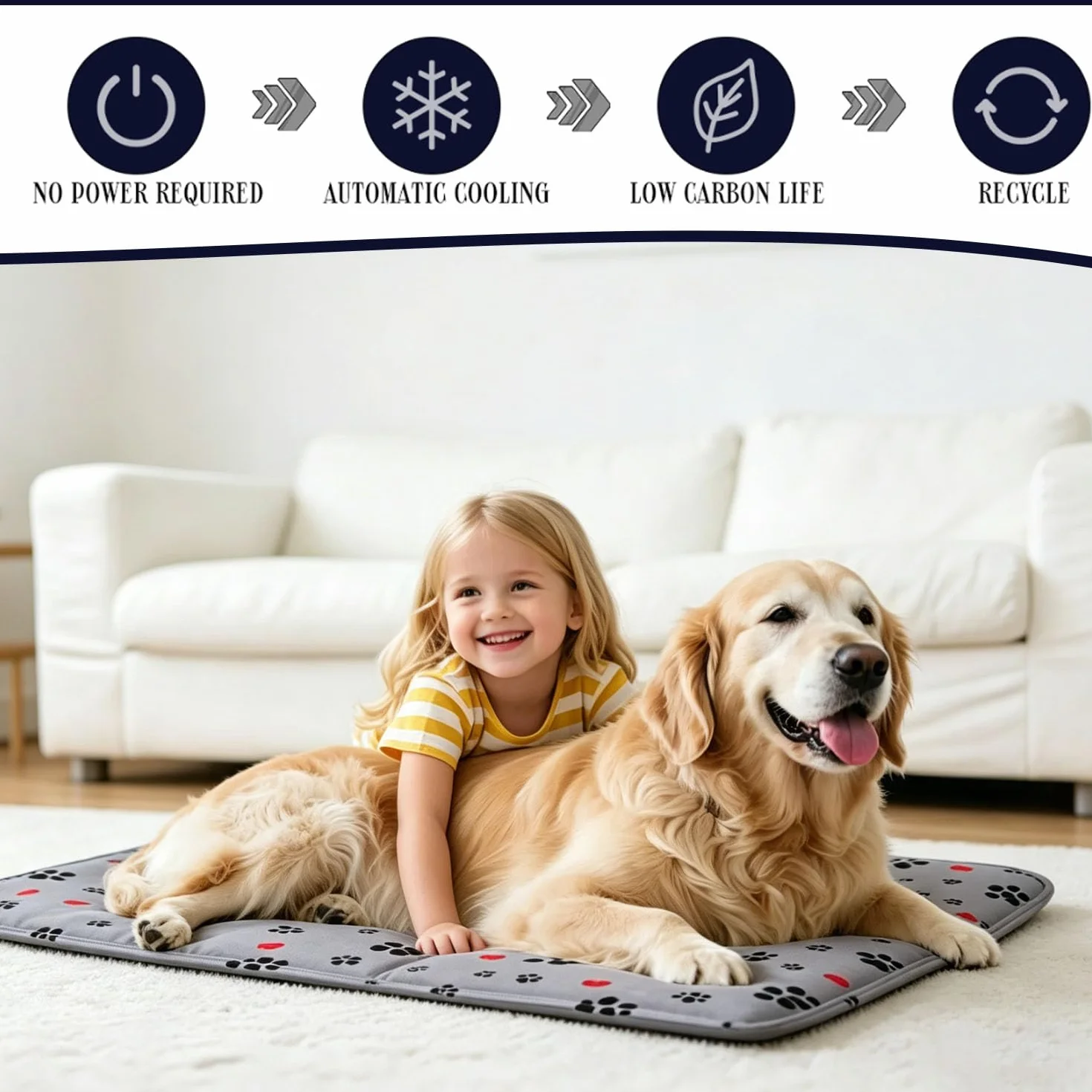 Tappetino Refrigerante per Cani Medi XL 65x50cm Gel Non Tossico Antigraffio