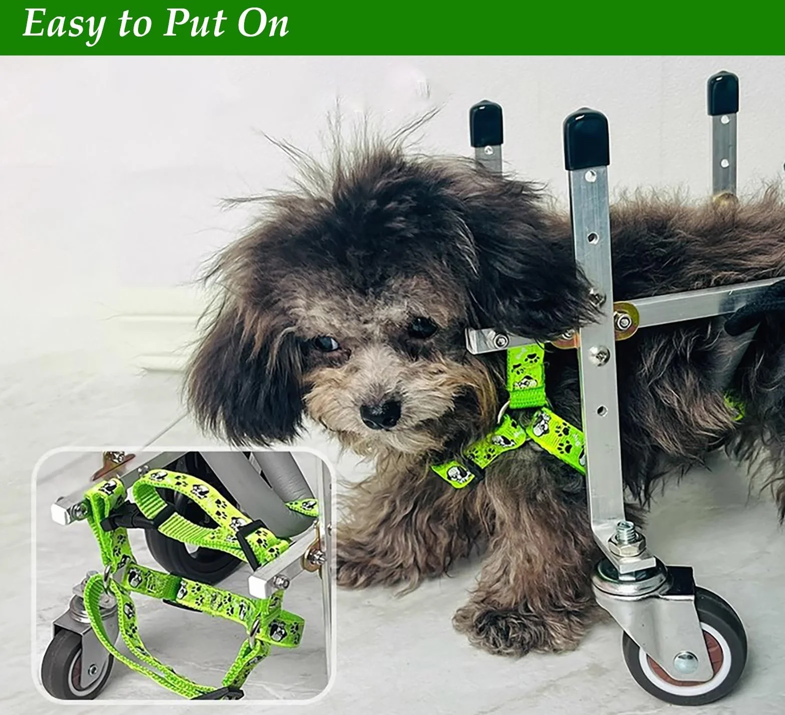 Carrello Cani Disabili Sedia a Rotelle Regolabile per Cani per Zampe Anteriori/Posteriori, Carrello per Animali Domestici in Alluminio con 4 Ruote Leggero, Assistente per Passeggiate con I Cani(XS)