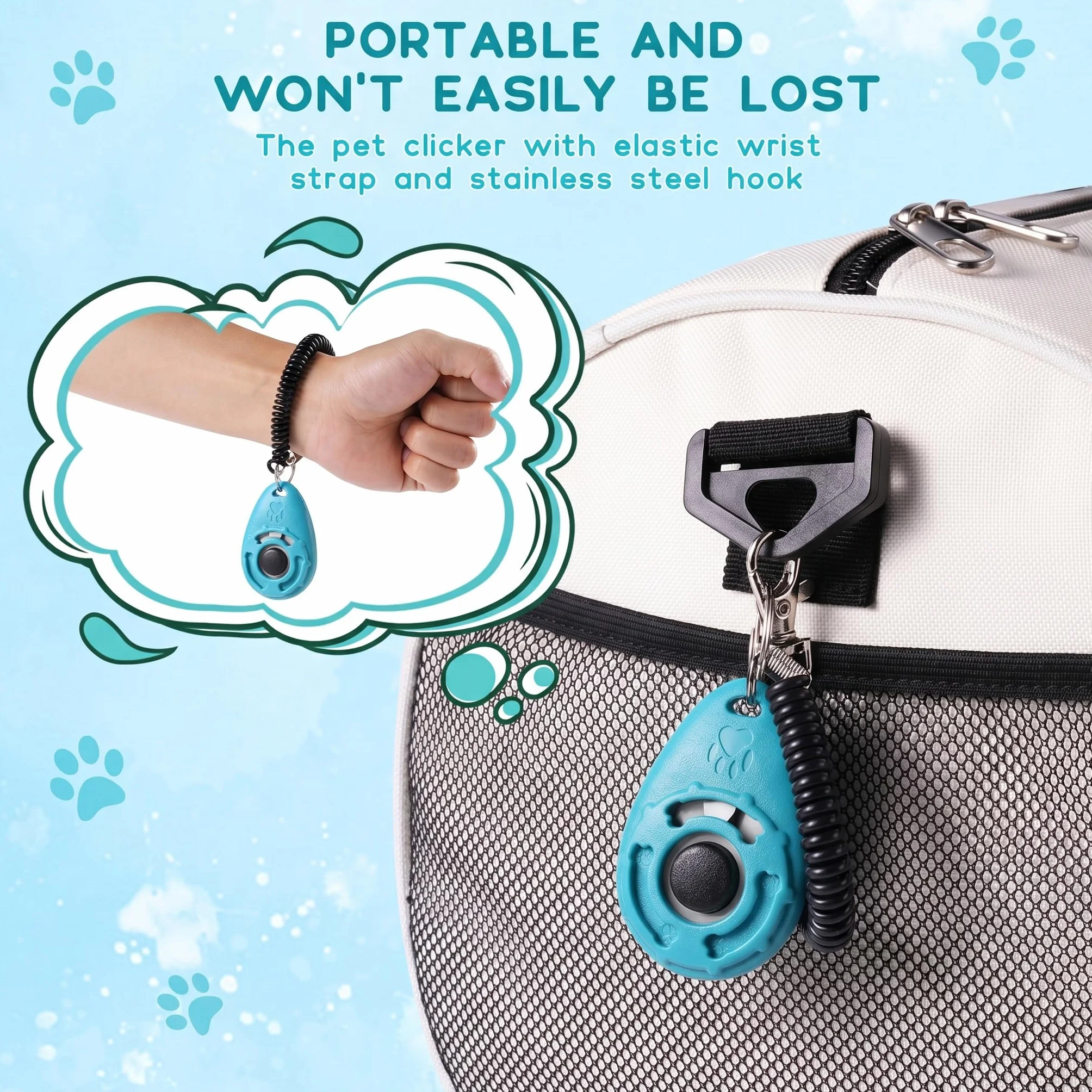 Newnewstar Pet Training clicker con Cinturino da Polso – Dog Training Clickers, New Black + Blue