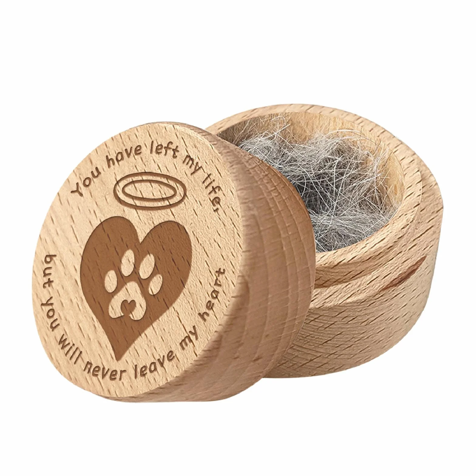CREATCABIN Scatola Commemorativa per Cani Urne Legno per Animali Domestici Scatola Commemorativa Legno Incisione A Forma Zampa Mini Ricordo Perdita Simpatia Lutto per Conservare Gatti Cani 5x4cm