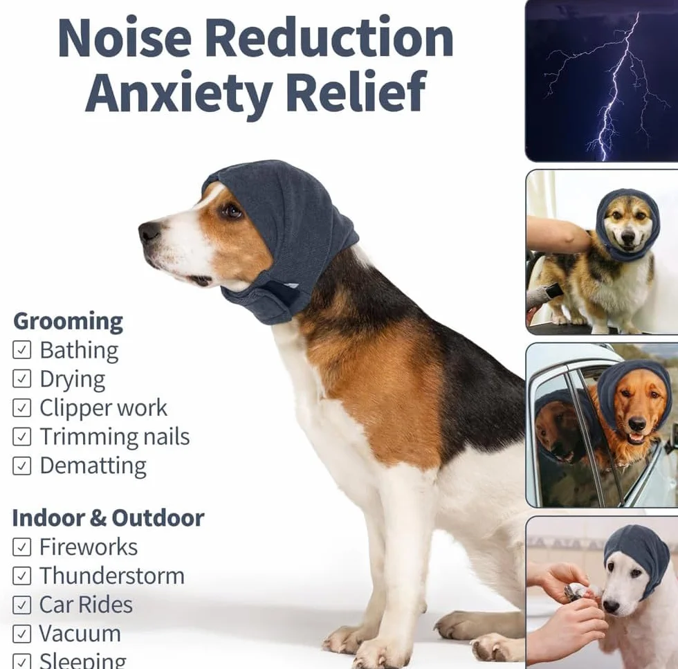 Fascia Elastica Antistress per Cani Copricapo Calmante Orecchie Regolabile Traspirante