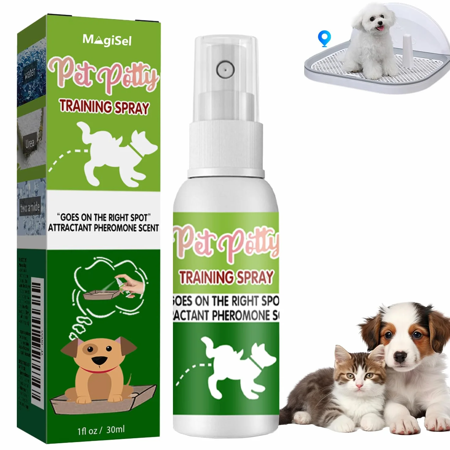 Spray Fai La Pipì Qui per Cani, Spray per Addestramento Vasino per Animali Domestici, 30 ml Attrattivo per pipì per animali domestici, Attraente, Strumenti Addestramento, Protezione Casa Mobili