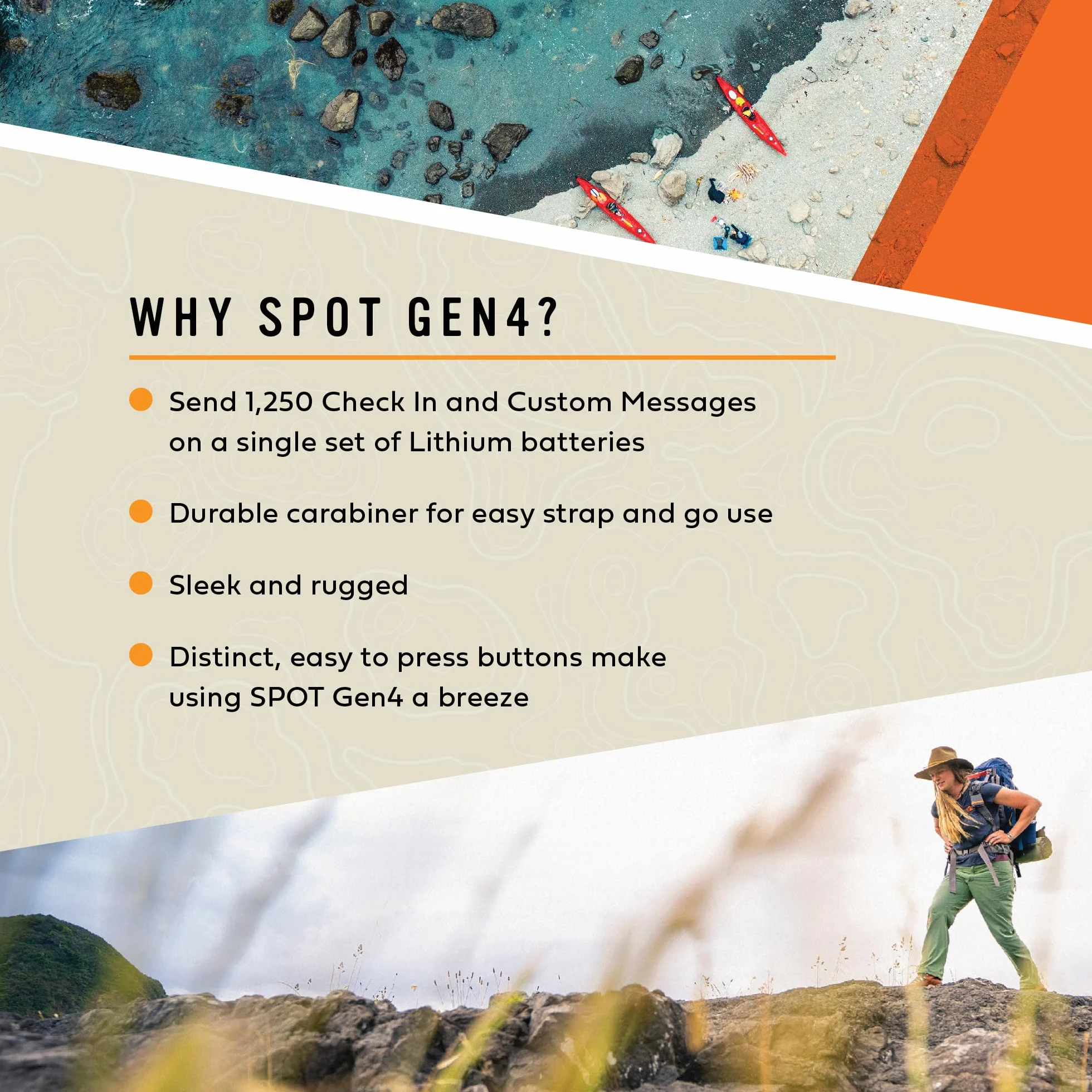 SPOT Gen4 Messaggero GPS satellitare | Tracker portatile tascabile per escursionismo, campeggio, lavoro in solitaria e avventure fuori rete | Rete satellitare Globalstar | Abbonamento richiesto
