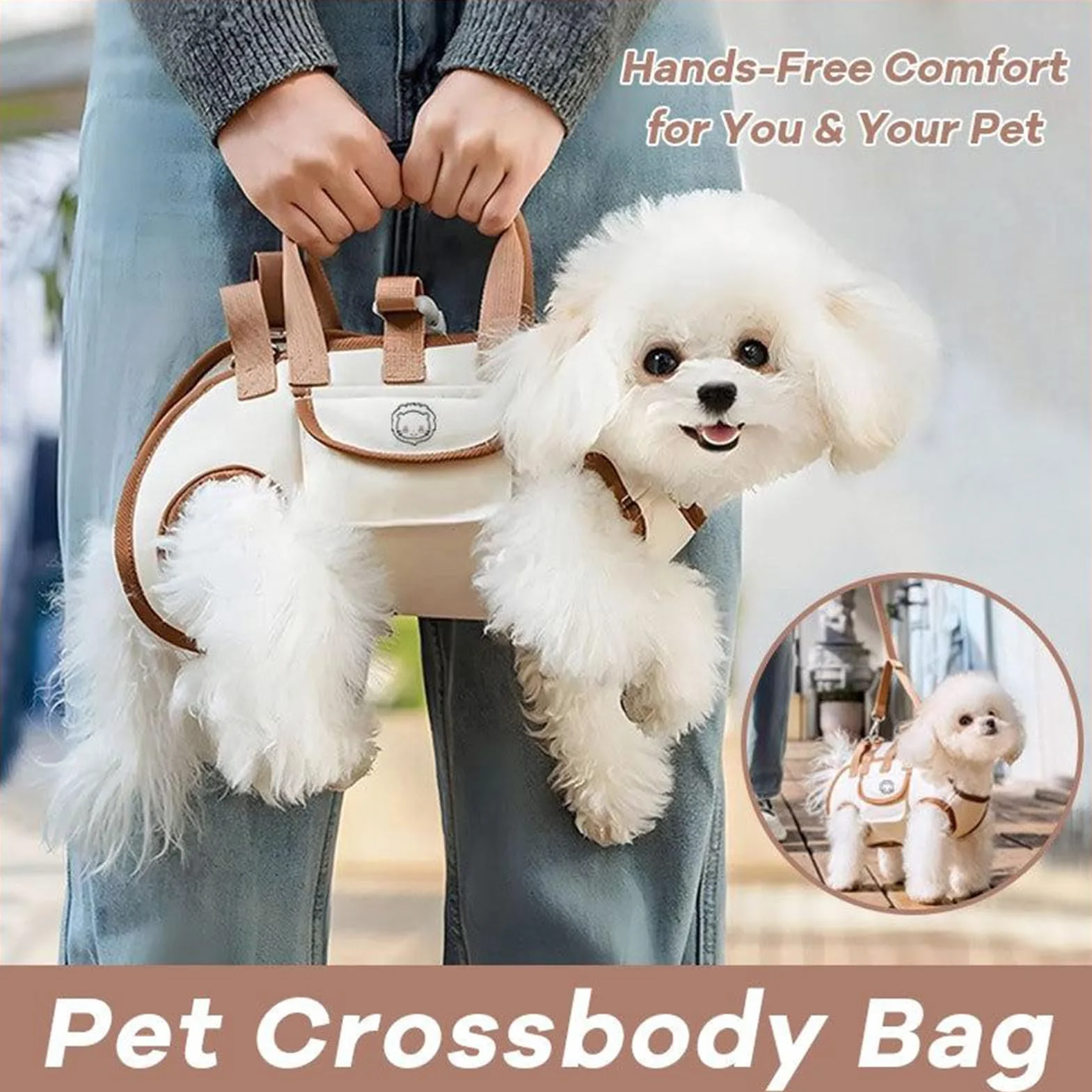 Zaino per il trasporto del cane, zaino per il trasporto di animali domestici con borsa per snack, cinghie traspiranti regolabili per auto, calmante, passeggiate, escursionismo, campeggio, allenamento