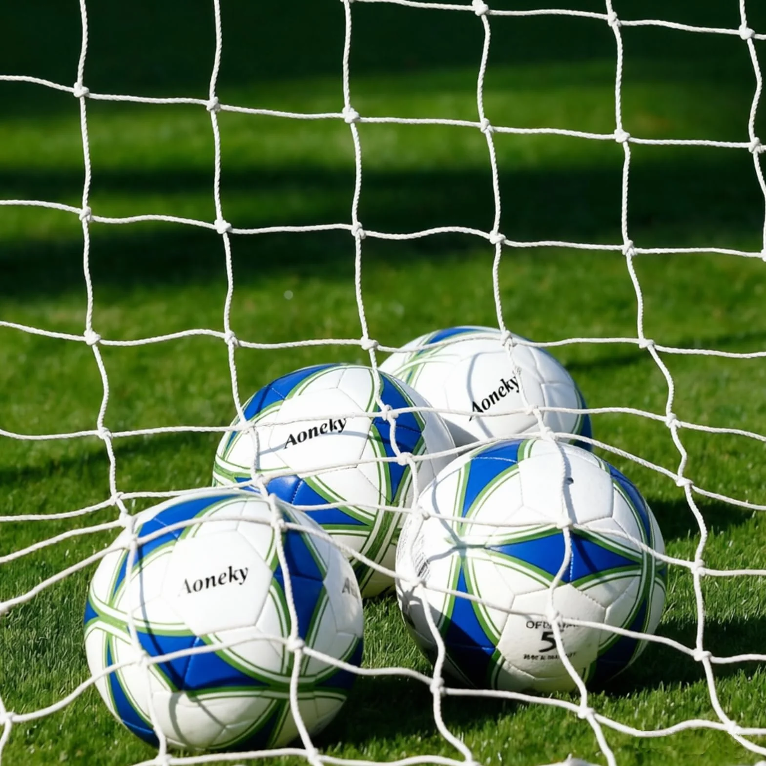 Aoneky Rete di Calcio 3x2M/5.5x2.1M /3.6x1.8M/2.4x1.8M /7.3x2.4M, 2mm/2.5mm/3mm per la Pratica dell'allenamento di Calcio per 5/7/11 Persone (Senza Cornice)