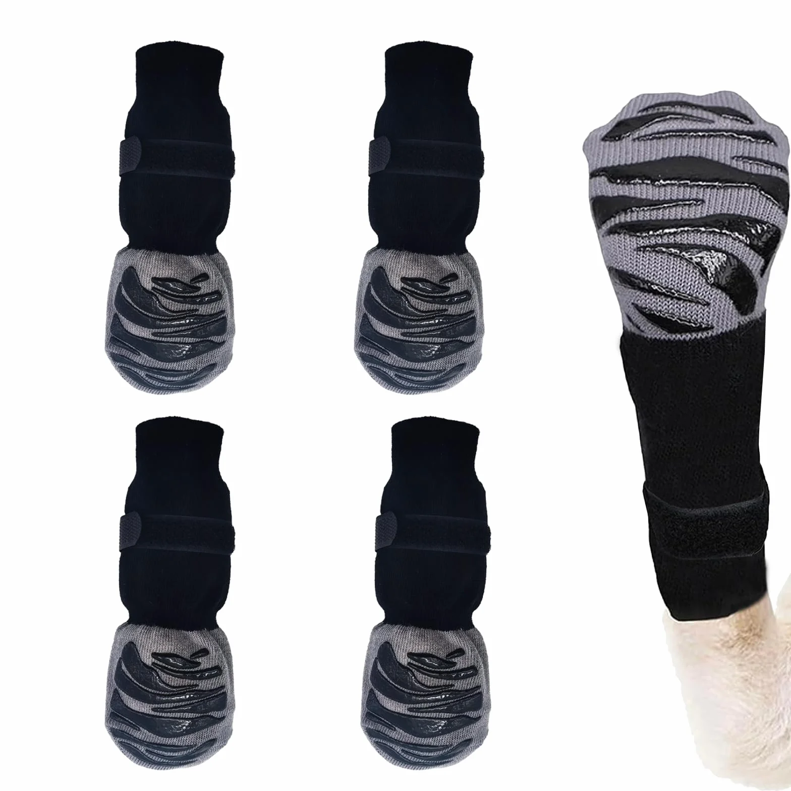 4 pezzi di protezione zampe per cani robusti anti,protettivi calzini per cani, antiscivolo per cani in gomma, con cinghie regolabili per uso interno ed esterno (XL)