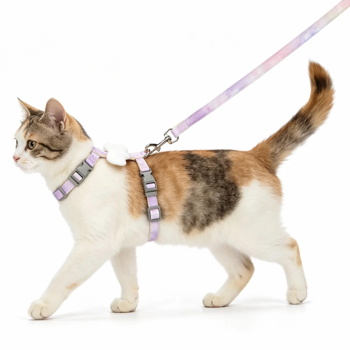 Nobleza Pettorina e Guinzaglio per Gatti, Pettorina Regolabile con Ali d'Angelo in Peluche, Design con Fibbia a Sgancio Rapido e Clip in Metallo, Set Pettorina Confortevole per Gatti e Cuccioli