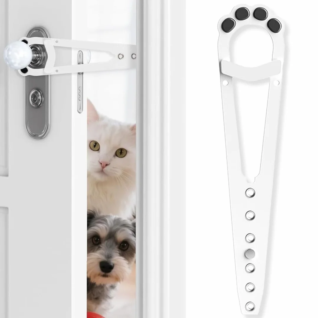 Fermo per Porta Regolabile per Gatti e Cani, Impedisce Chiusura, Protegge Lettiera e Cibo