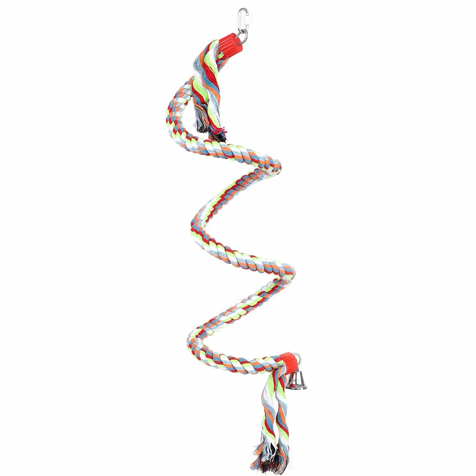 1.6 metri pappagallo bungee altalena a spirale in piedi giocattoli con corda campana pertica di cotone uccelli forniture per grande medio piccoli pappagalli