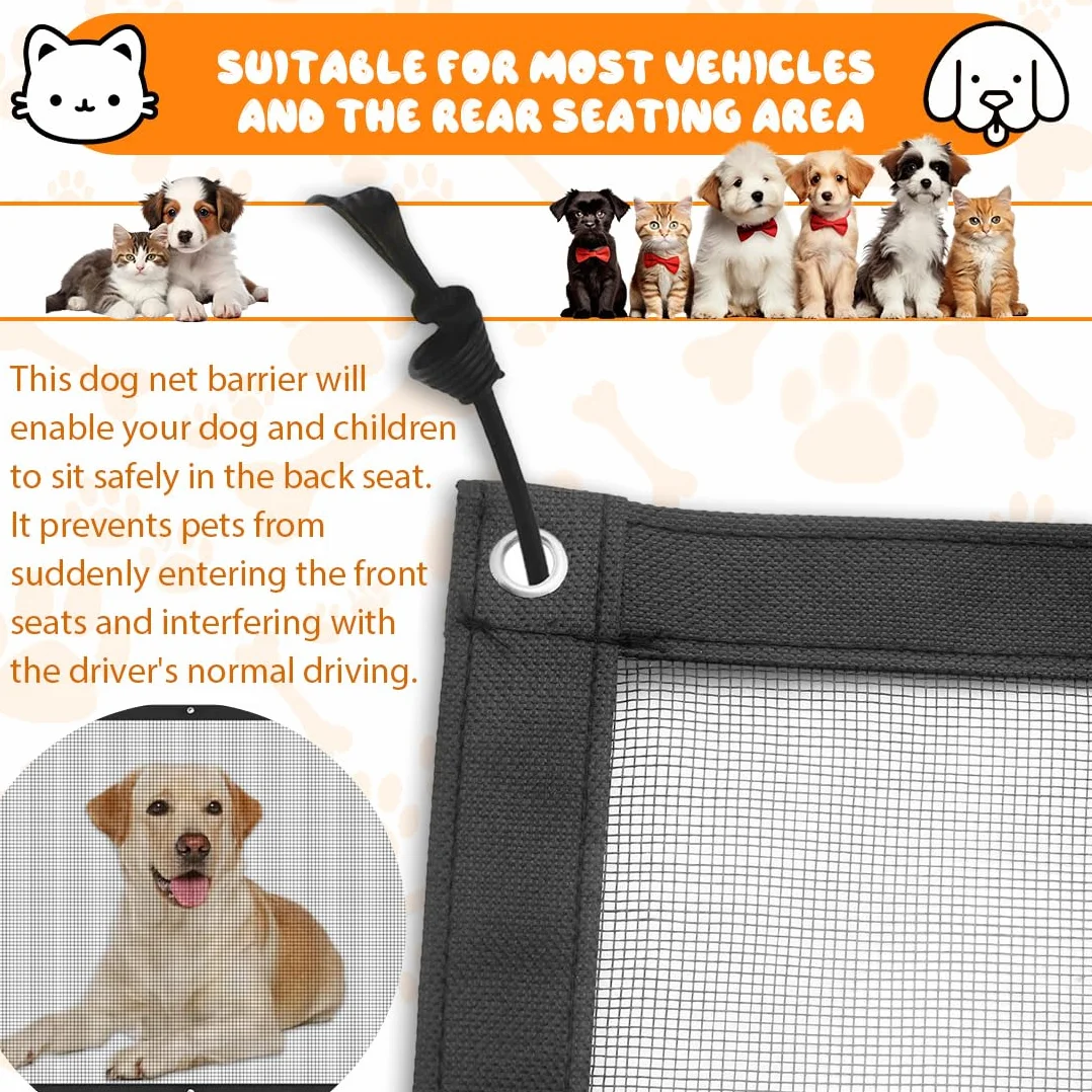 1 pcs Barriera Per Auto Per Cani Rete Per Animali Domestici Barriera Per Sedile Posteriore In Rete Rete Divisoria Per Auto Di Regolazione Adatto, barriera per Sedile Posteriore, Per Wagon, SUV