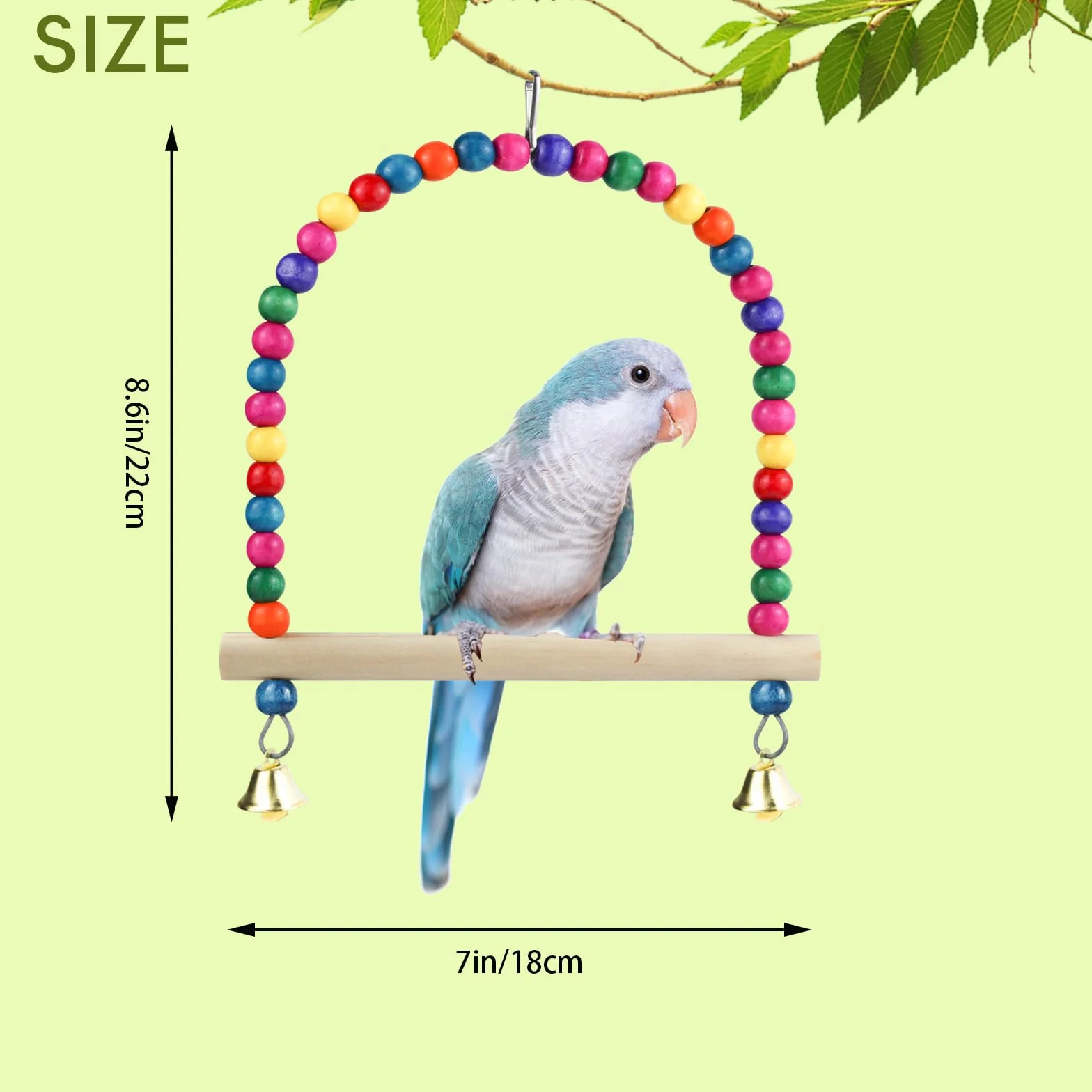 Uccello altalena giocattolo in legno naturale colorato per piccoli uccelli budgie parrocchetto cacatua L