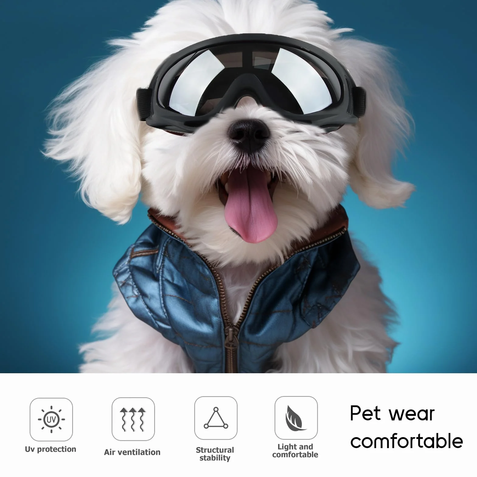 Occhiali da Sole per Cani Badaren Protettivi Uv, Occhiali per Animali Domestici Medio/Grande
